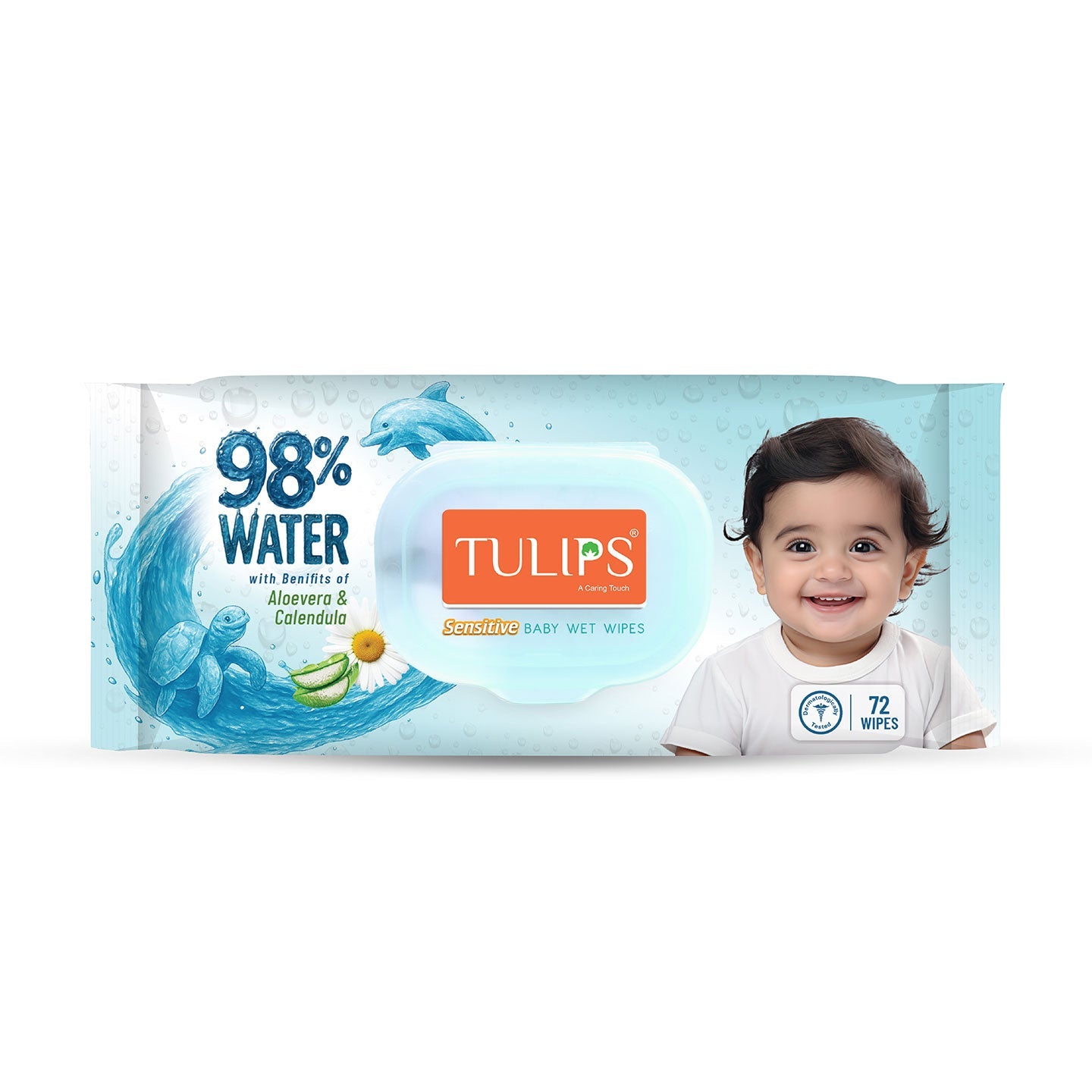98% Water Sensitive Baby Wet Wipe with Aloe vera & Calendula
