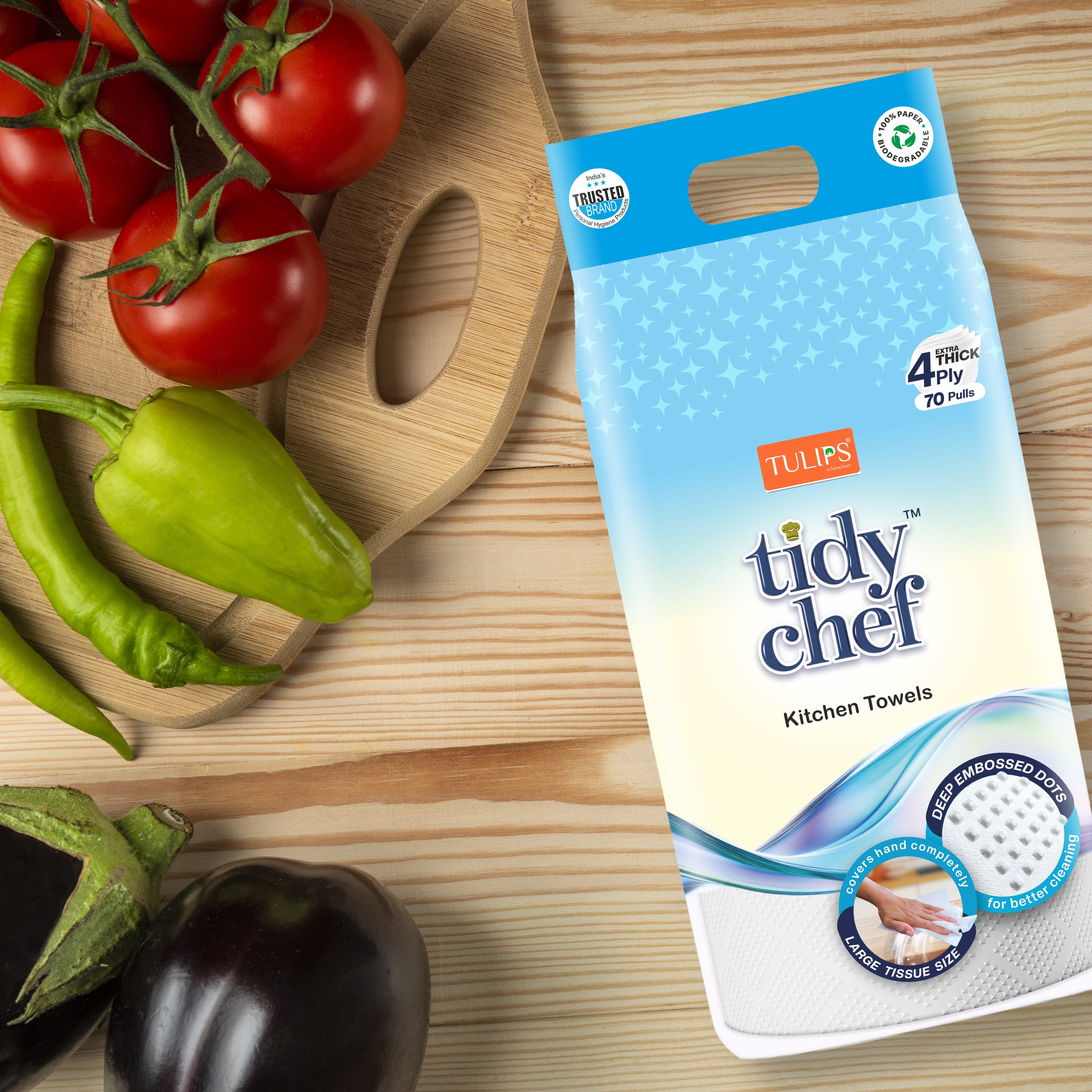 Tidy Chef Paper Kitchen Towels/Roll (70 Pulls, 4 ply)