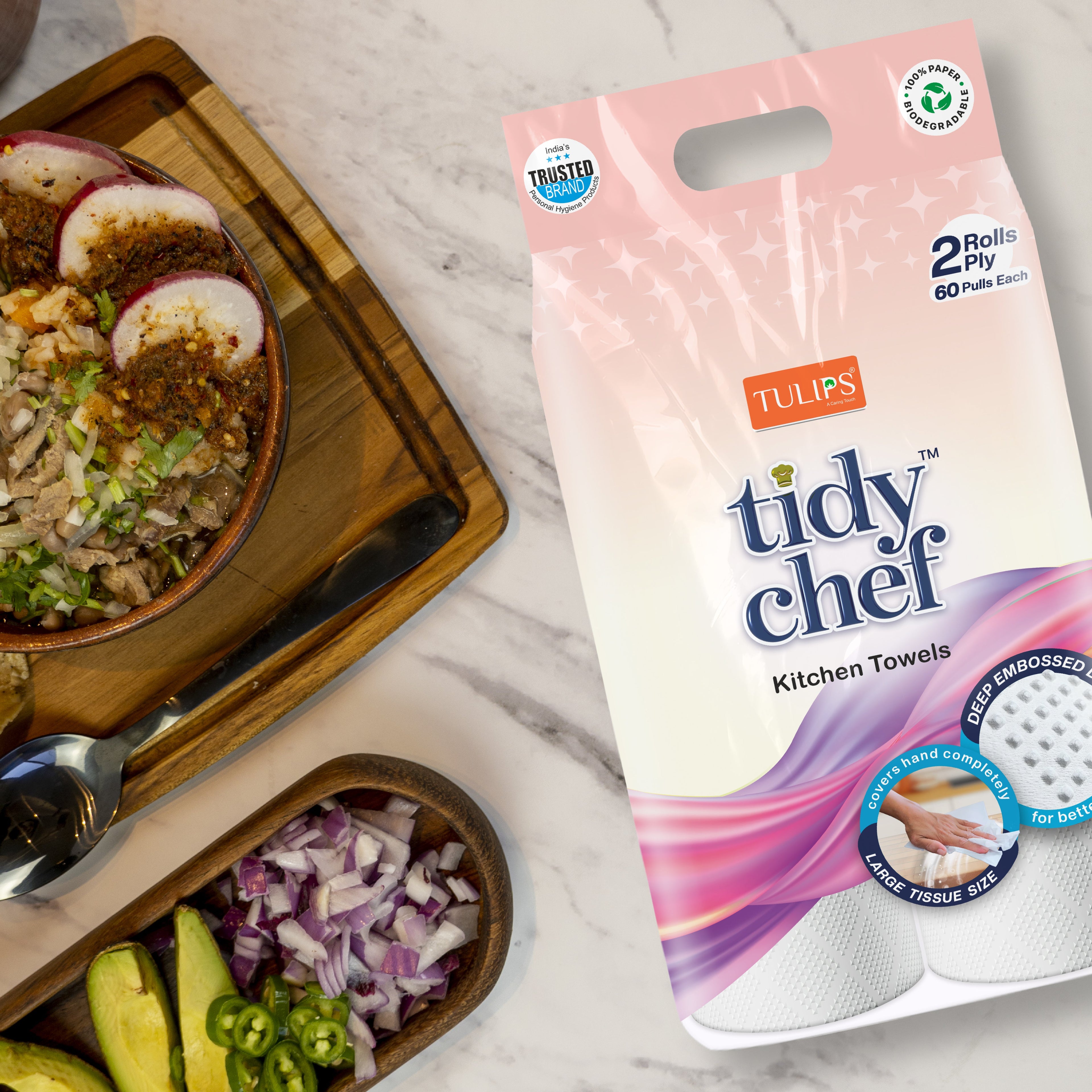 Tidy Chef Paper Kitchen Towels/Roll (60 Pulls, 2 ply)