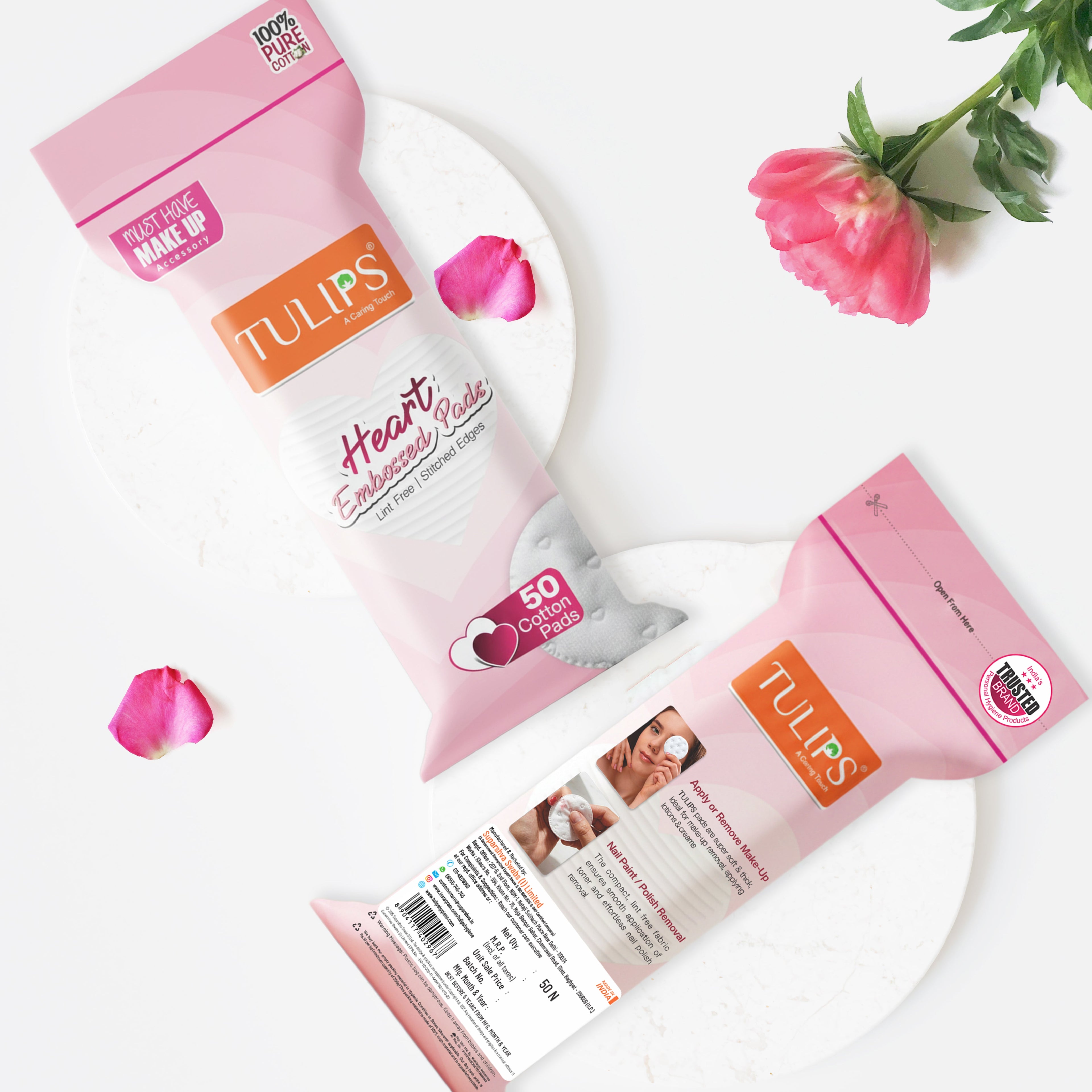 Heart Embossed Cotton Pads (50s in a Ziplock Bag)