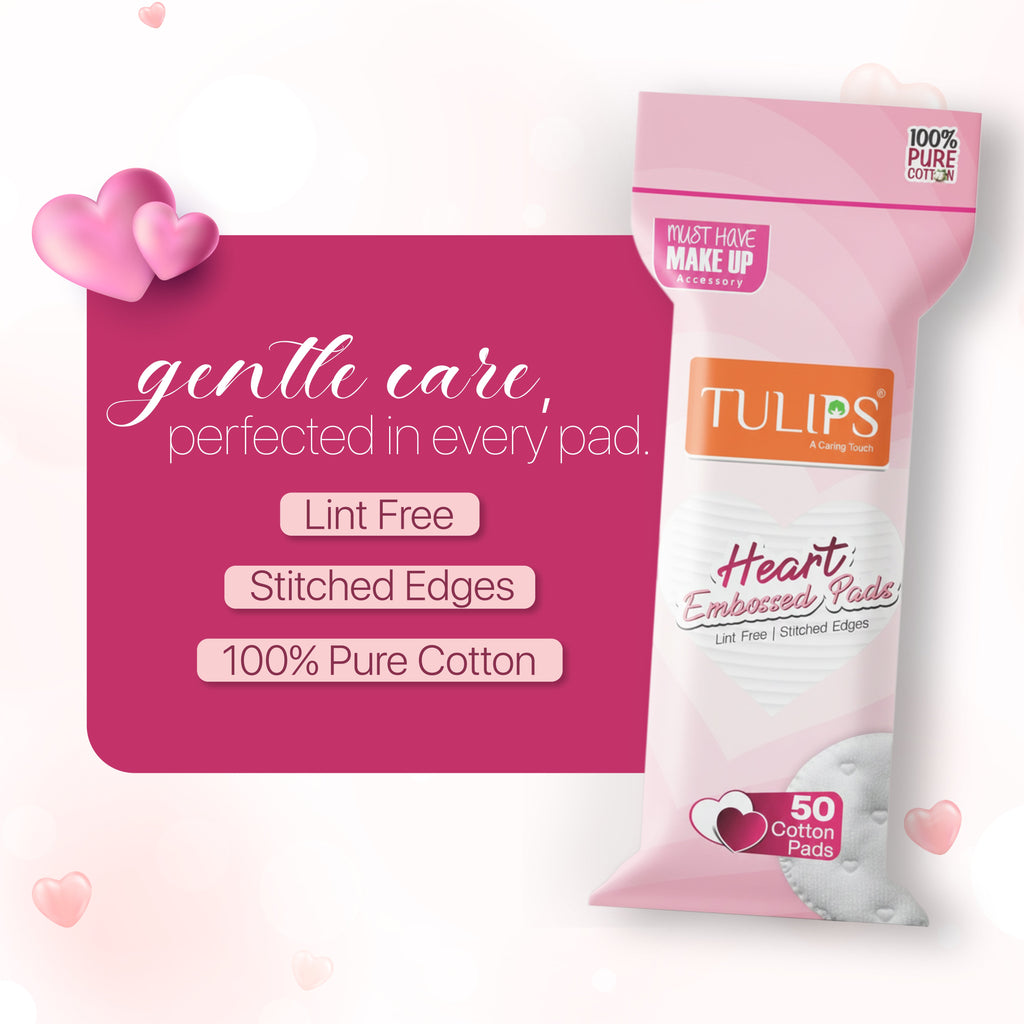 Heart Embossed Cotton Pads (50s in a Ziplock Bag)