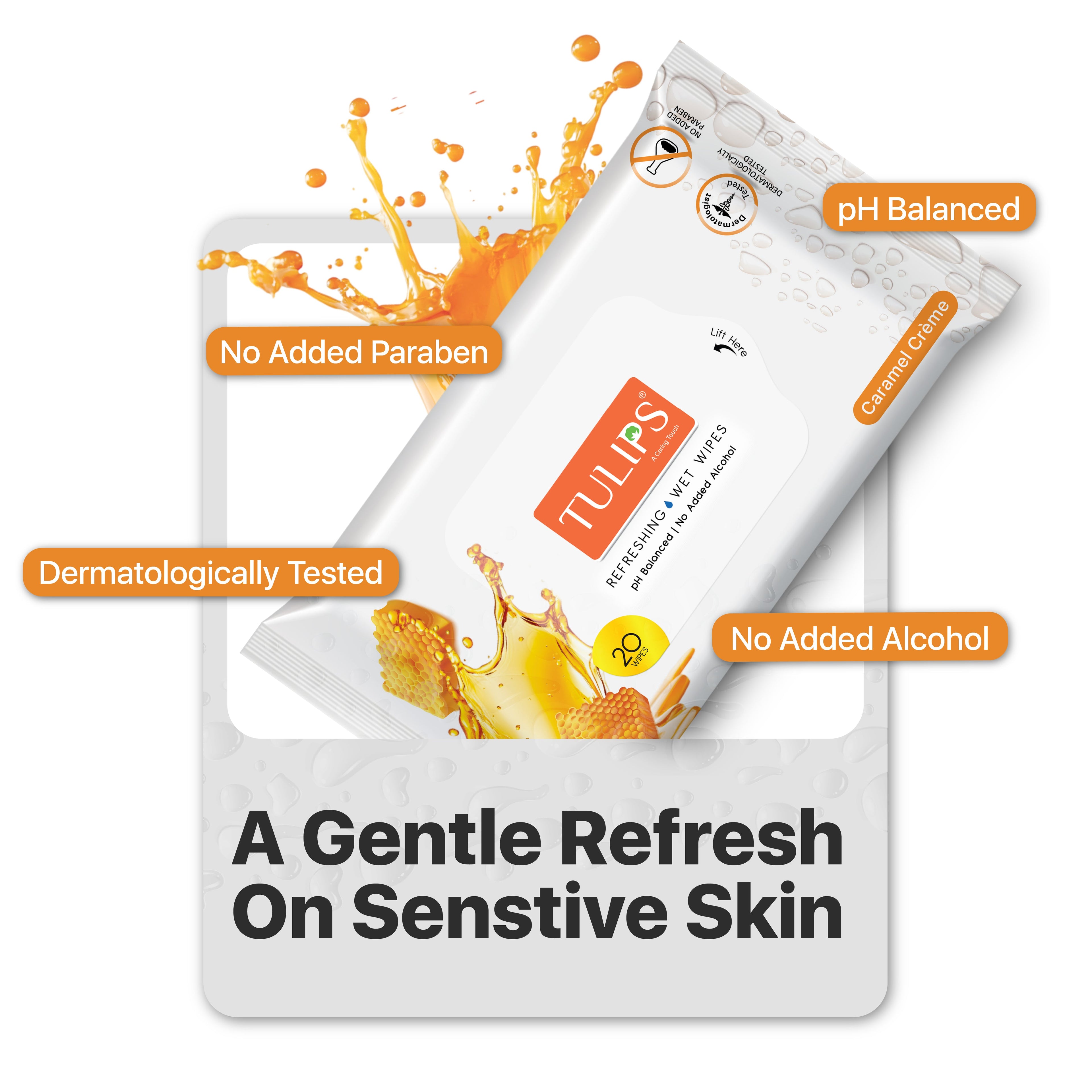 Tulips Refreshing Wet Wipes Caramel Creme (20 N)