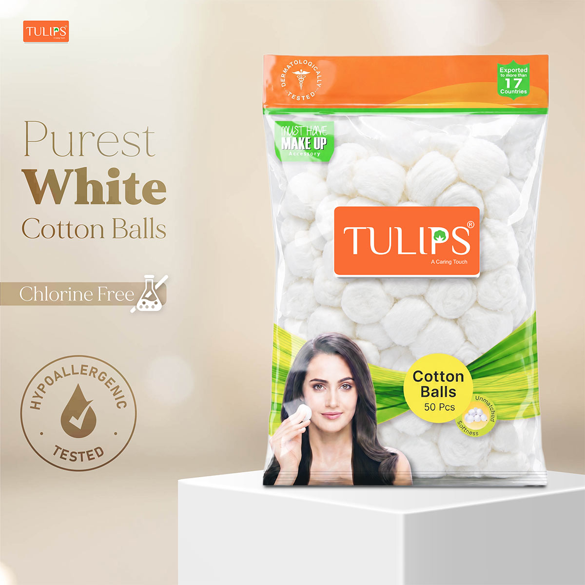 White Cotton Balls (50 pcs in a Ziplock Bag) - Hypoallergenic