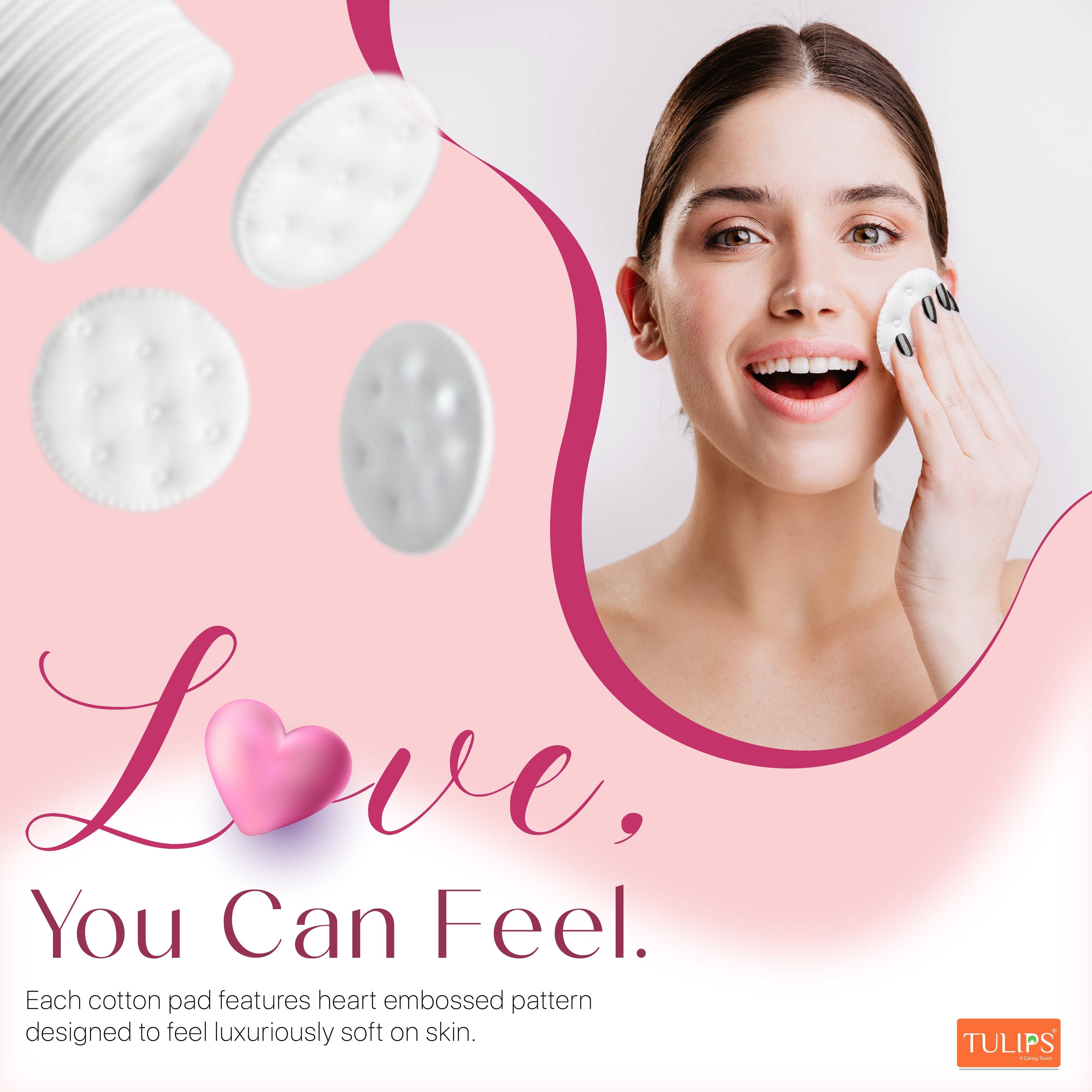 Heart Embossed Cotton Pads (50s in a Ziplock Bag)