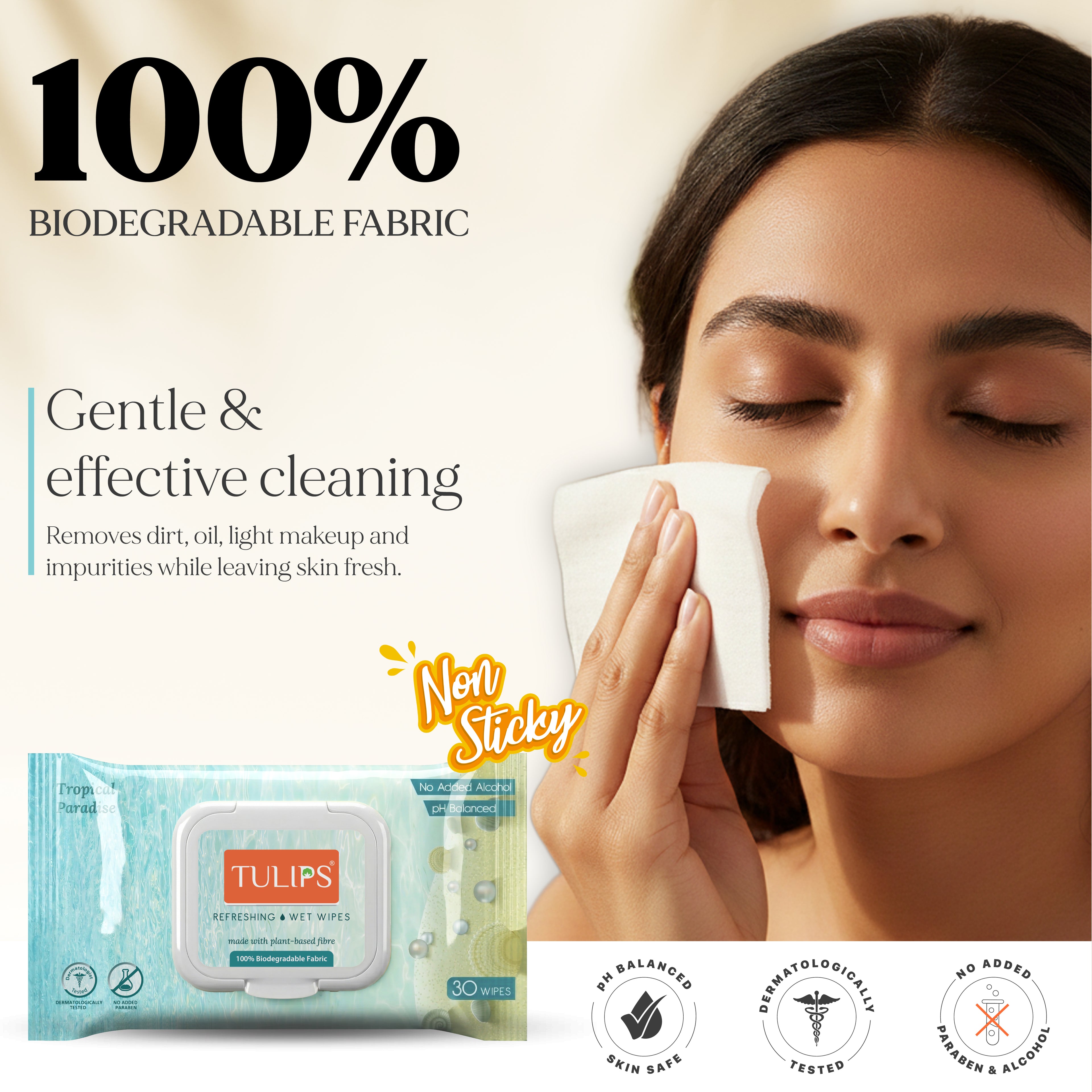 Tulips Makeup & Skincare Routine Kit - Wet Wipes, Micellar Water, Cotton Pads, Nail Polish Remover Wipes & Cotton Swabs