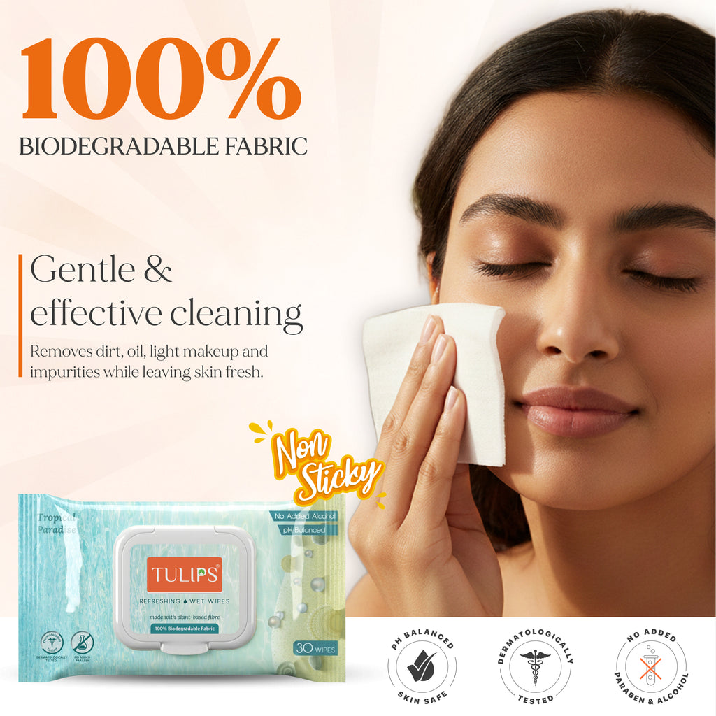 Tulips Daily Hygiene Essentials Kit – 6-in-1 Combo | Cotton Pads, Micellar Water, Cotton Swabs, Wet Wipes, Cotton Balls & Chandan Kesar Soap