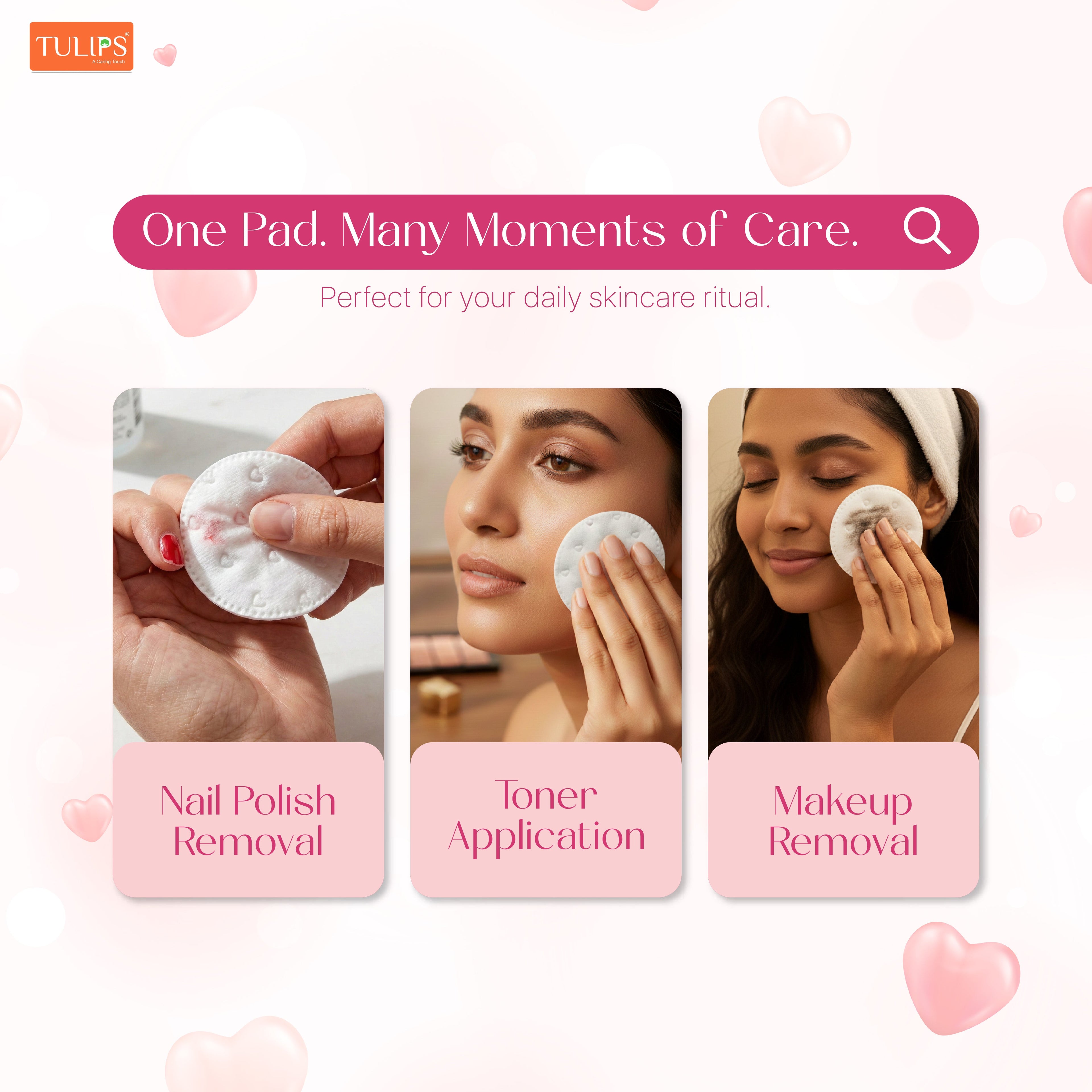 Heart Embossed Cotton Pads (50s in a Ziplock Bag)