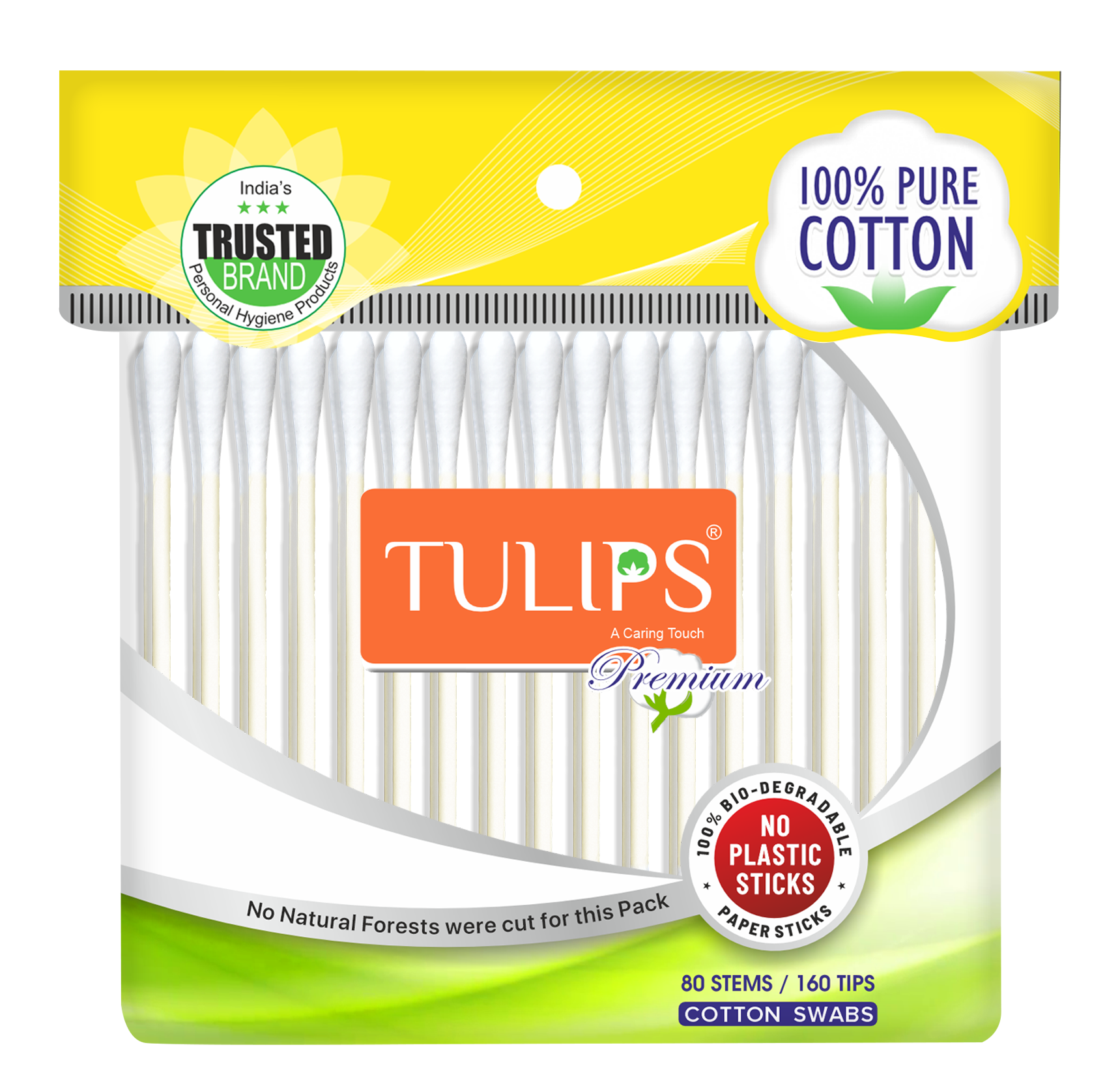 Premium Eco Friendly Cotton Ear Buds/ Swabs (80 Sticks in a Ziplock Bag)