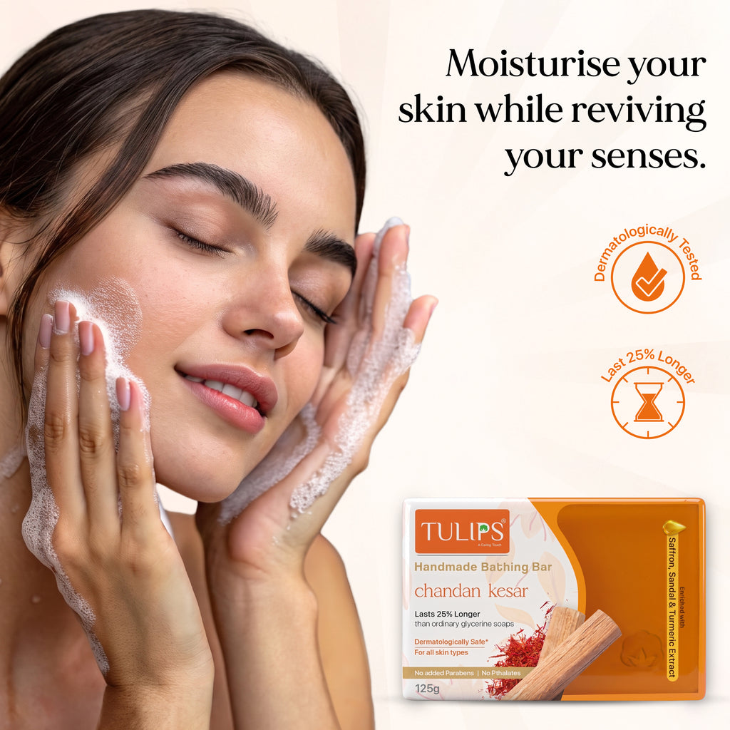 Tulips Daily Hygiene Essentials Kit – 6-in-1 Combo | Cotton Pads, Micellar Water, Cotton Swabs, Wet Wipes, Cotton Balls & Chandan Kesar Soap