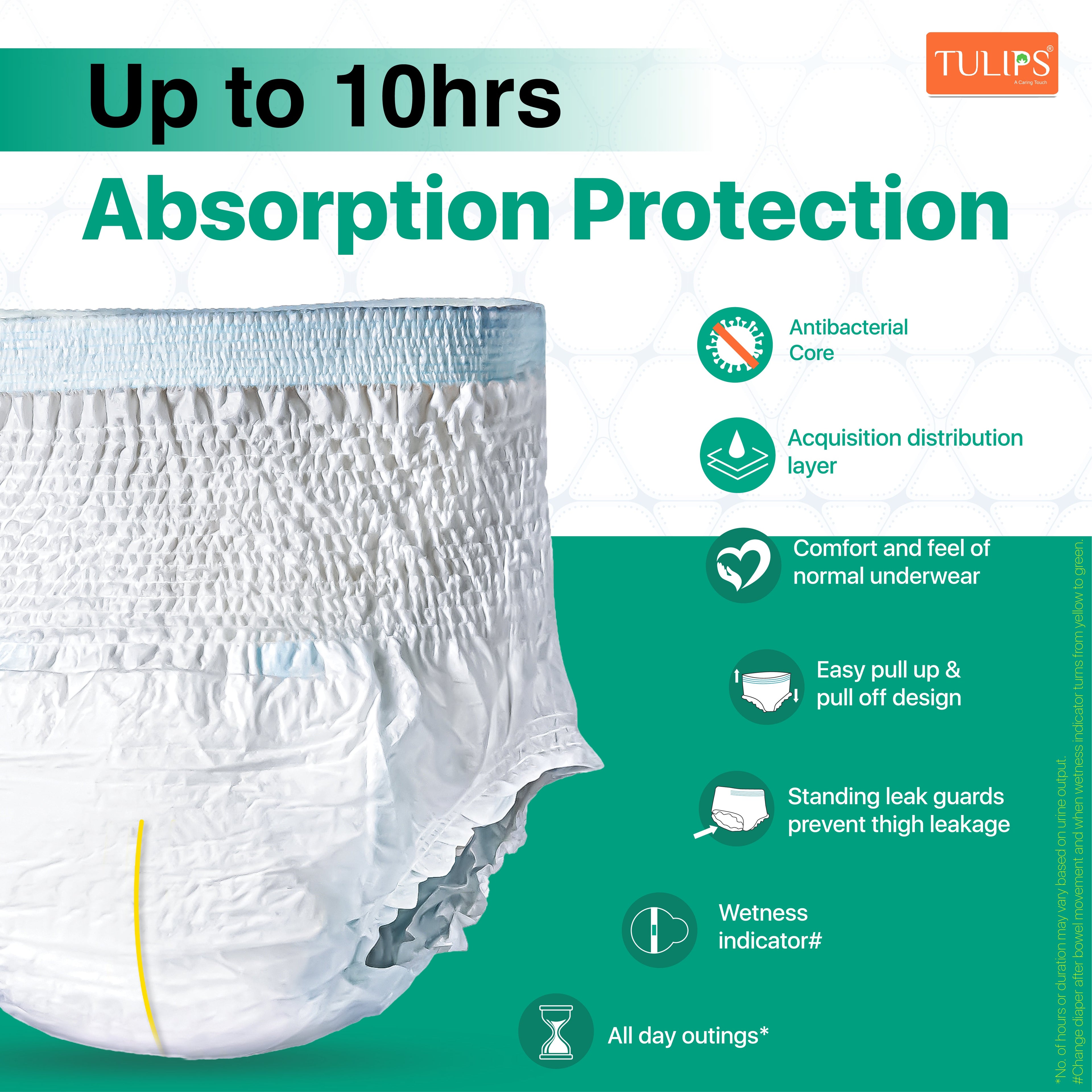 TULIPS Adult Diaper Pants - Protection from Urinary Incontinence (Medium)