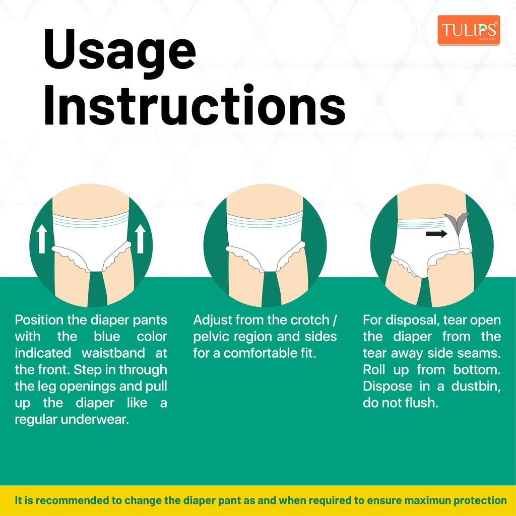 TULIPS Adult Diaper Pants - Size L | Leak Protection from Urinary Incontinence