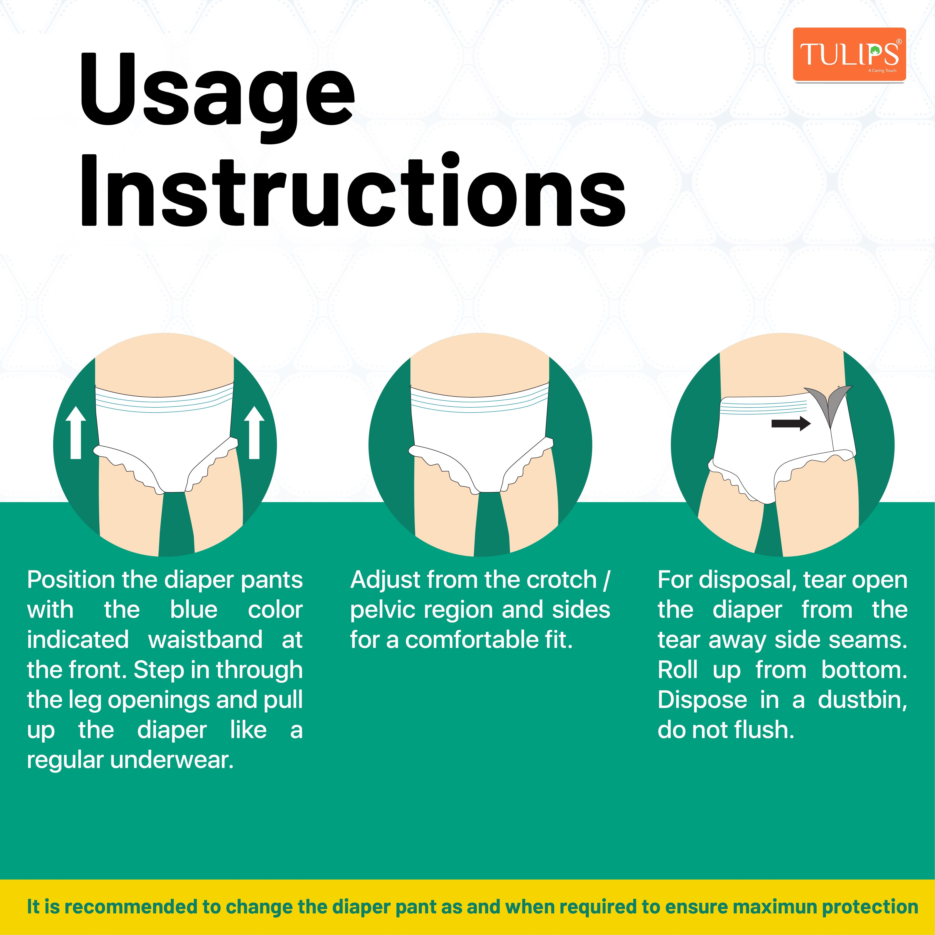 TULIPS Adult Diaper Pants - Protection from Urinary Incontinence (Medium)