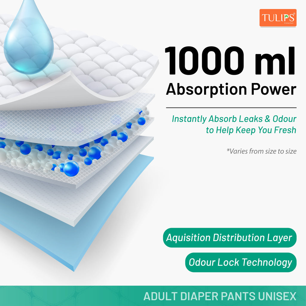 TULIPS Adult Diaper Pants - Size L | Leak Protection from Urinary Incontinence