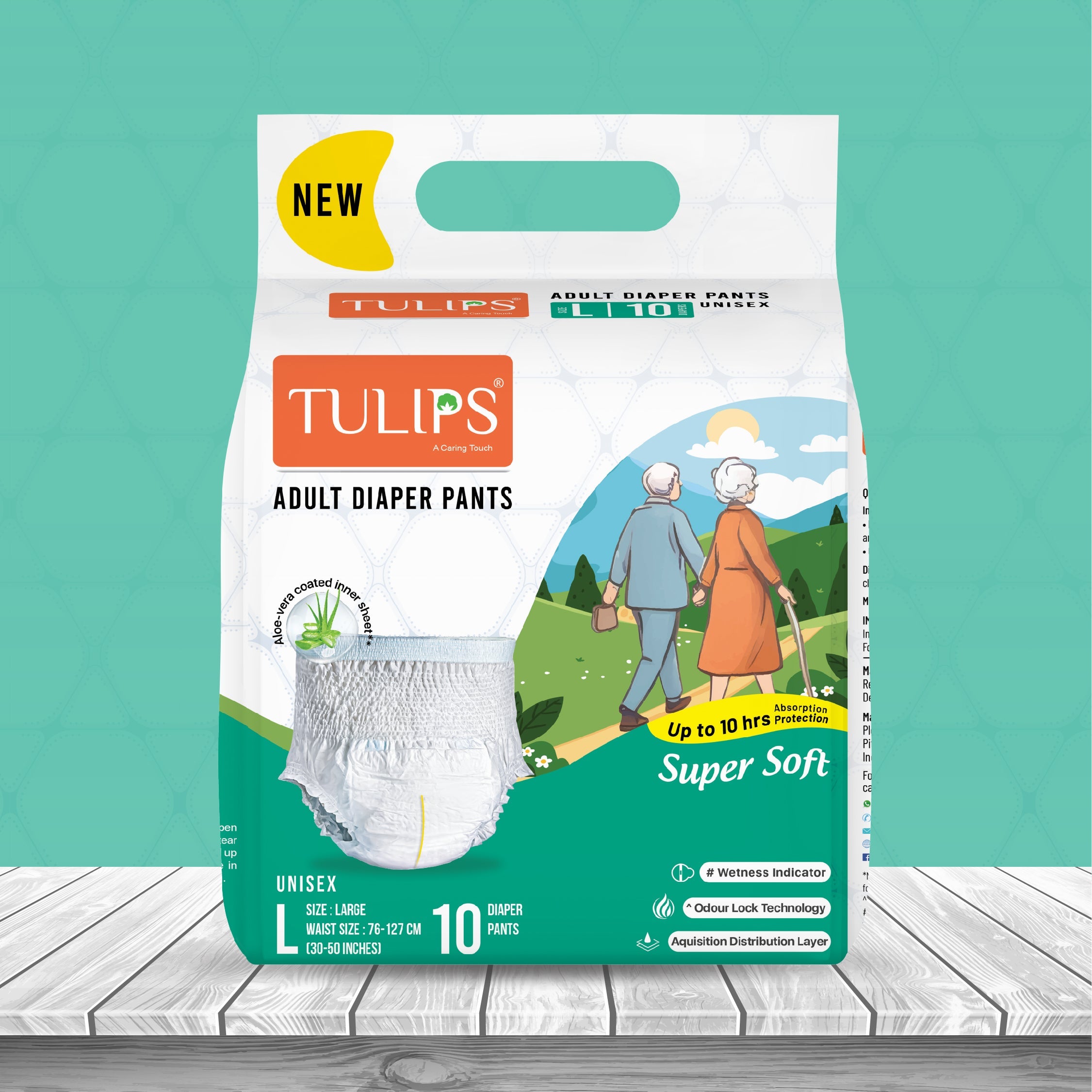 TULIPS Adult Diaper Pants - Size L | Leak Protection from Urinary Incontinence