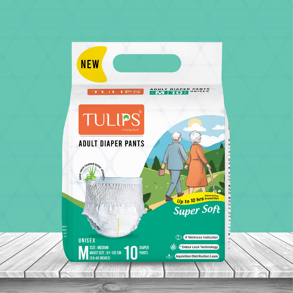 TULIPS Adult Diaper Pants - Protection from Urinary Incontinence (Medium)