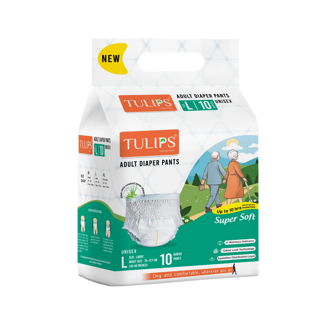 TULIPS Adult Diaper Pants - Size L | Leak Protection from Urinary Incontinence