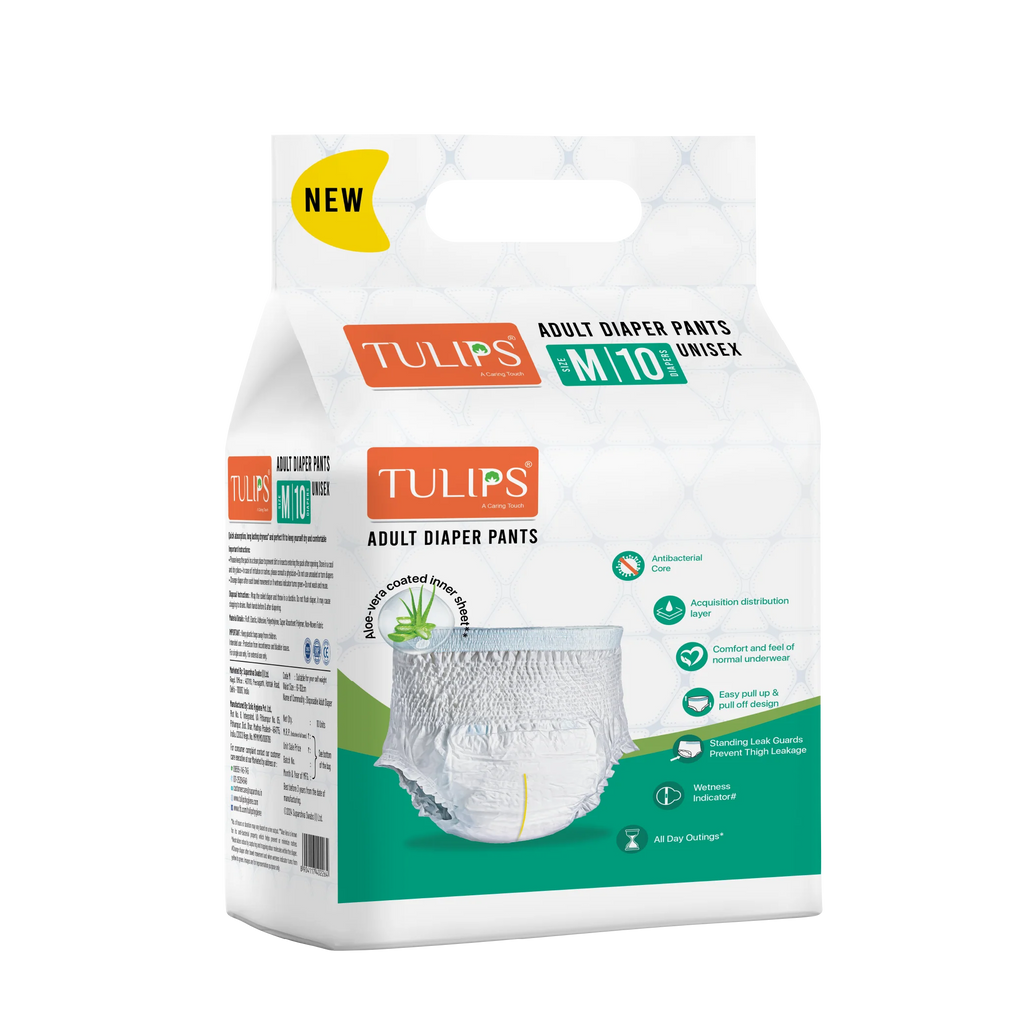 TULIPS Adult Diaper Pants - Protection from Urinary Incontinence (Medium)