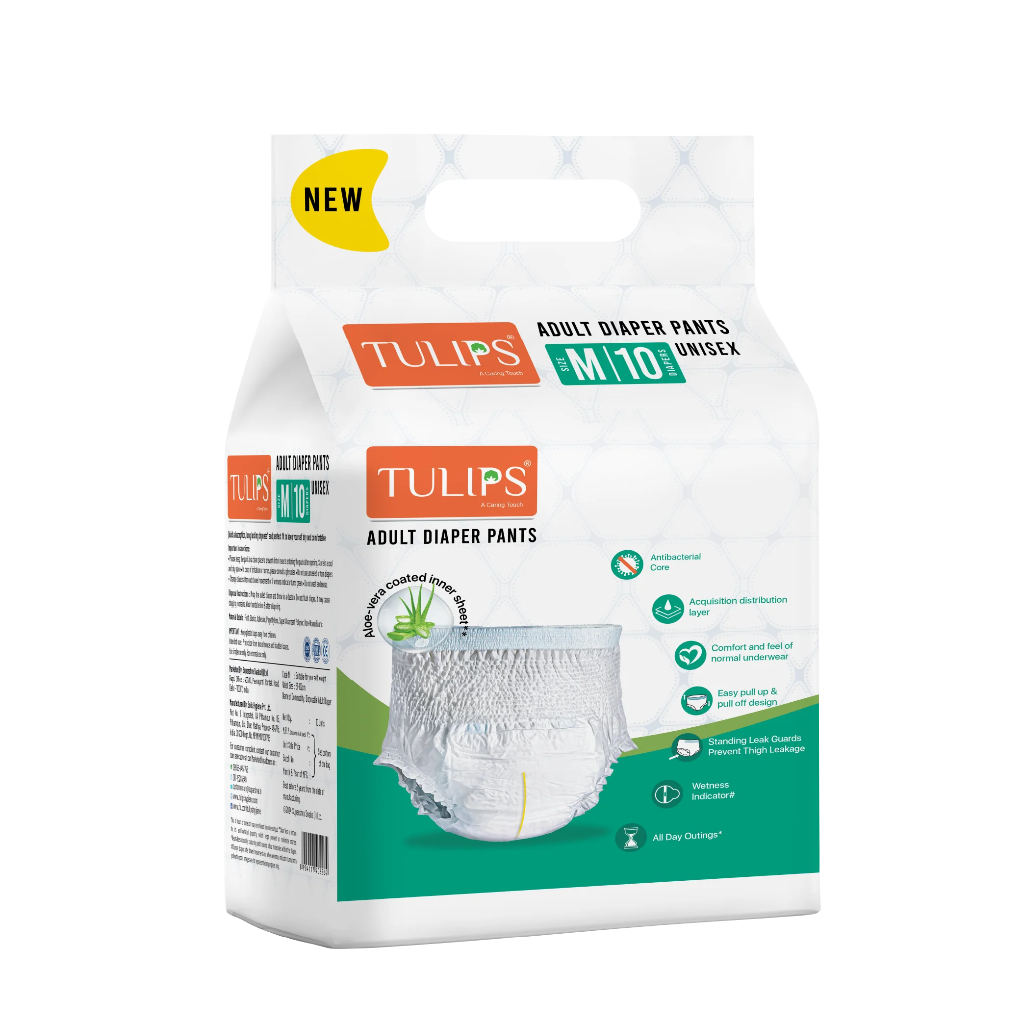 TULIPS Adult Diaper Pants - Protection from Urinary Incontinence (Medium)