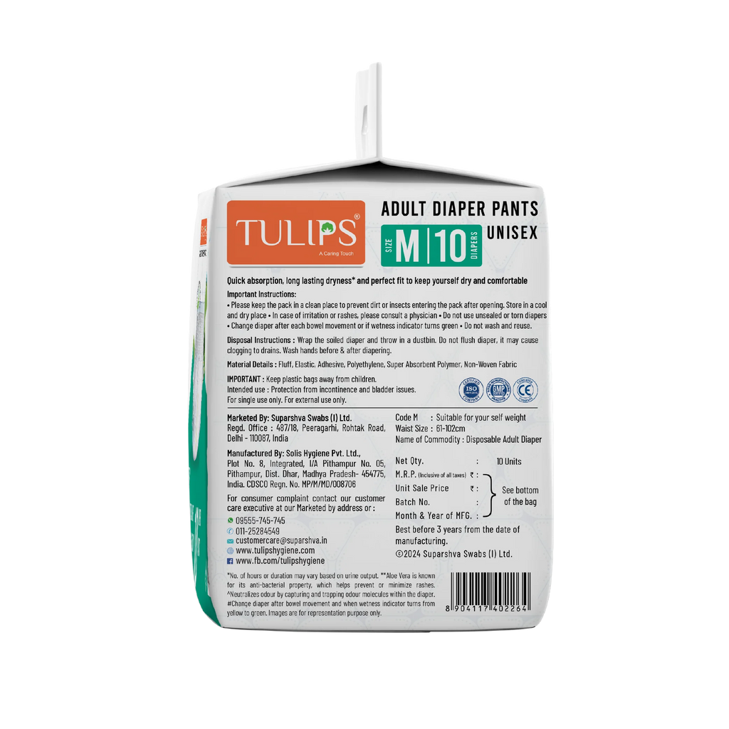 TULIPS Adult Diaper Pants - Protection from Urinary Incontinence (Medium)