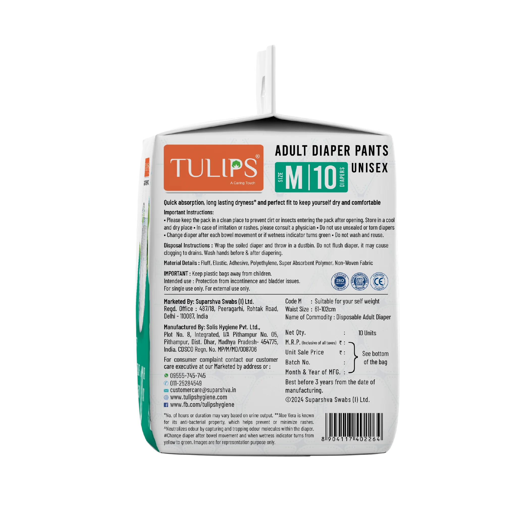 TULIPS Adult Diaper Pants - Protection from Urinary Incontinence (Medium)