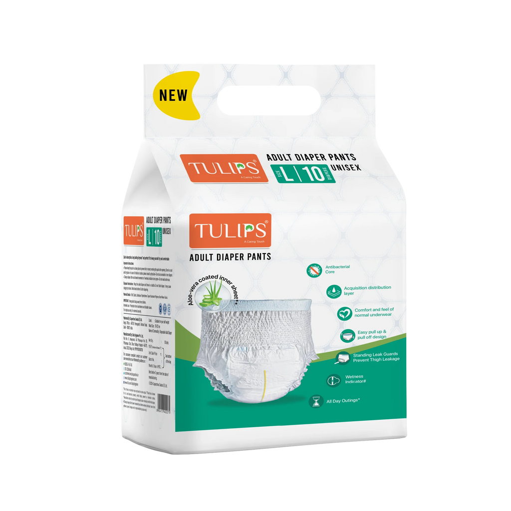 TULIPS Adult Diaper Pants - Size L | Leak Protection from Urinary Incontinence
