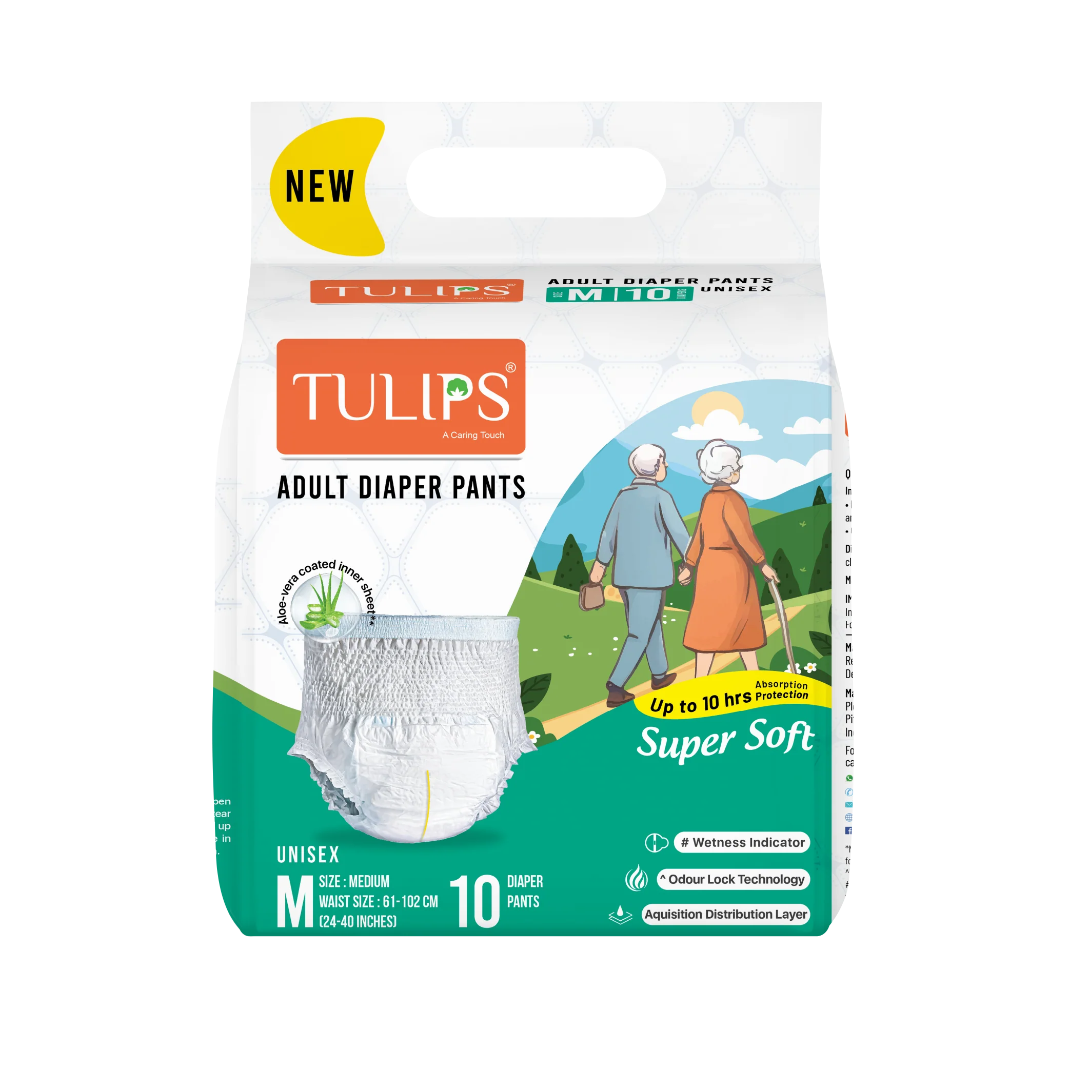 TULIPS Adult Diaper Pants - Protection from Urinary Incontinence (Medium)