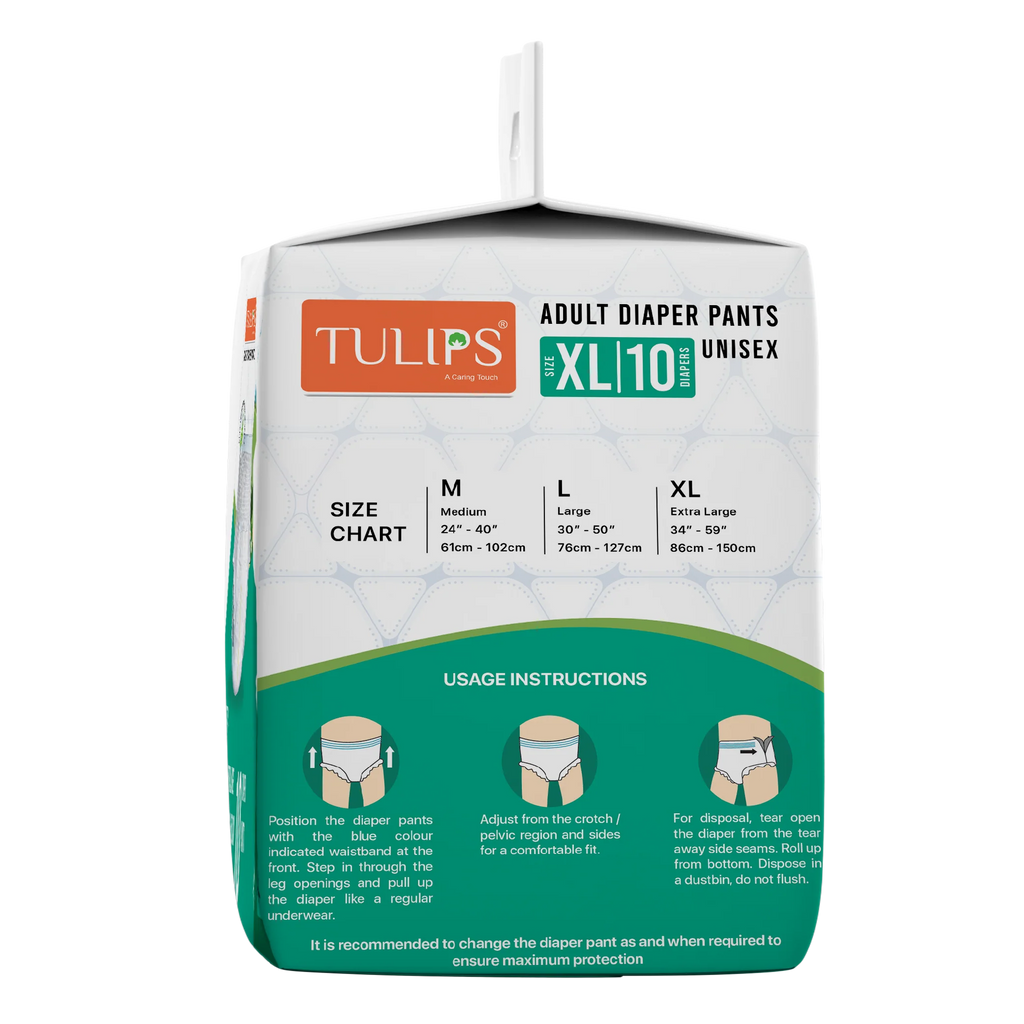 Tulips Adult 10 Diaper Pants - Size XL - Maximum Comfort & Leak Protection