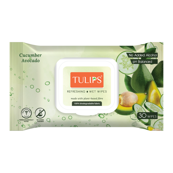 Cucumber & Avocado (30 Wipes in a LID Pack) - Refreshing Wet Wipes
