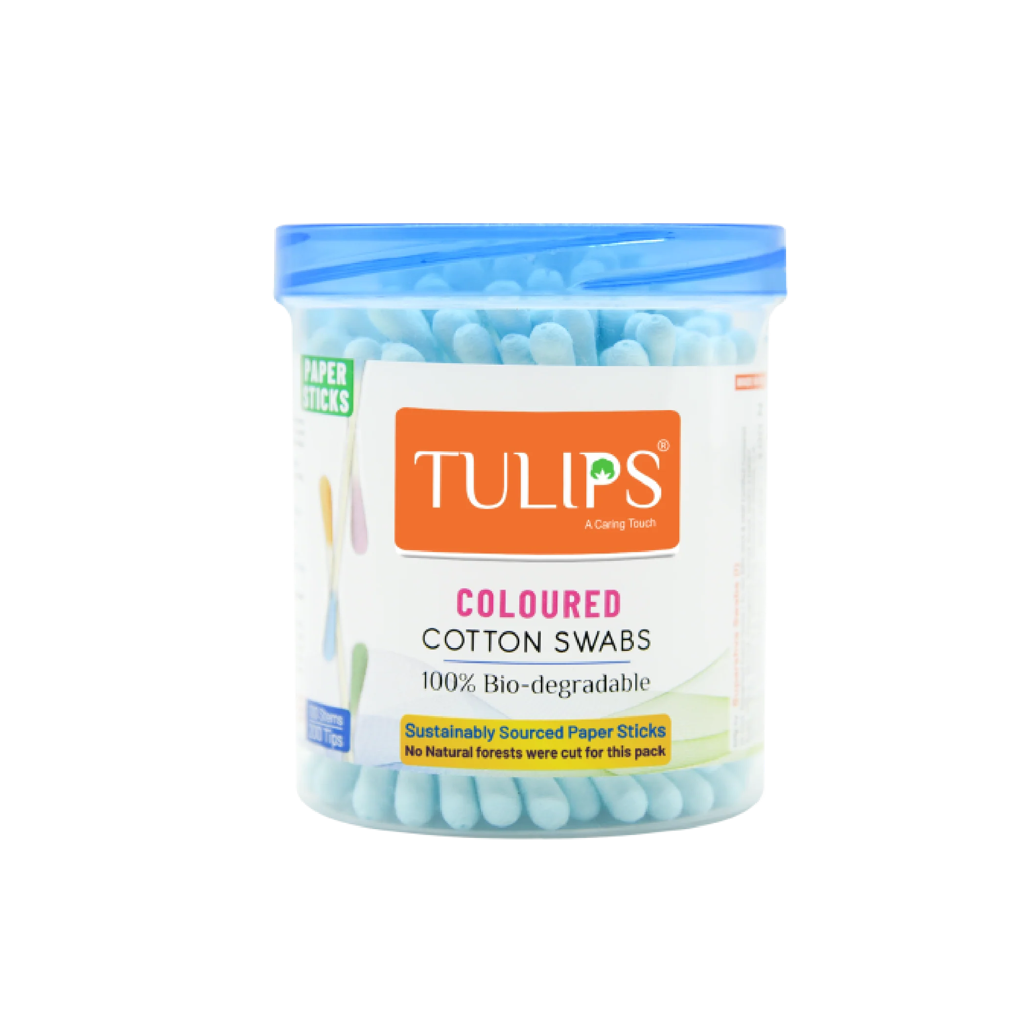 Coloured Eco Friendly Cotton Ear Buds/ Swabs (100 Sticks in a Jar)