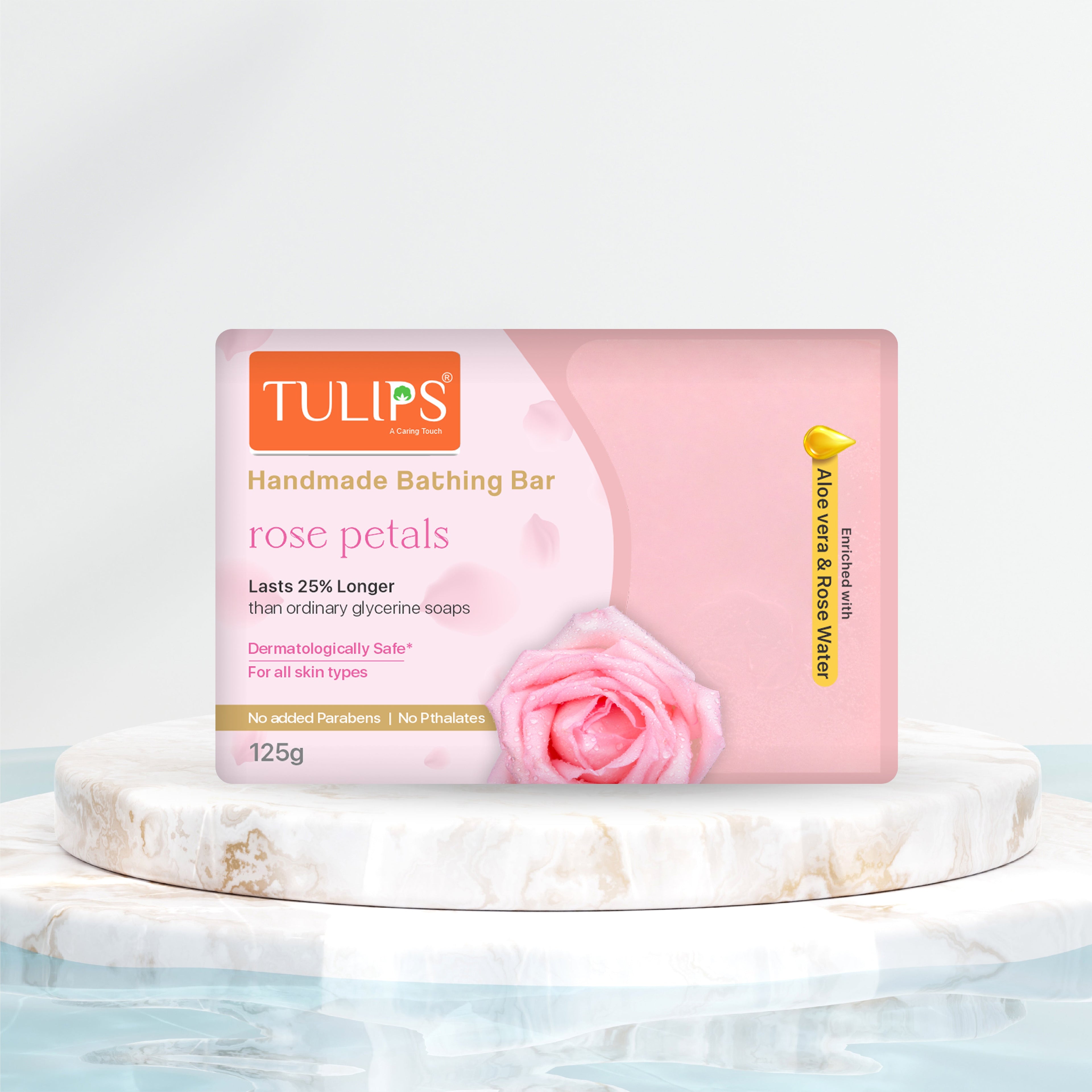 Handmade Bathing Bar - Rose Petal (125g)