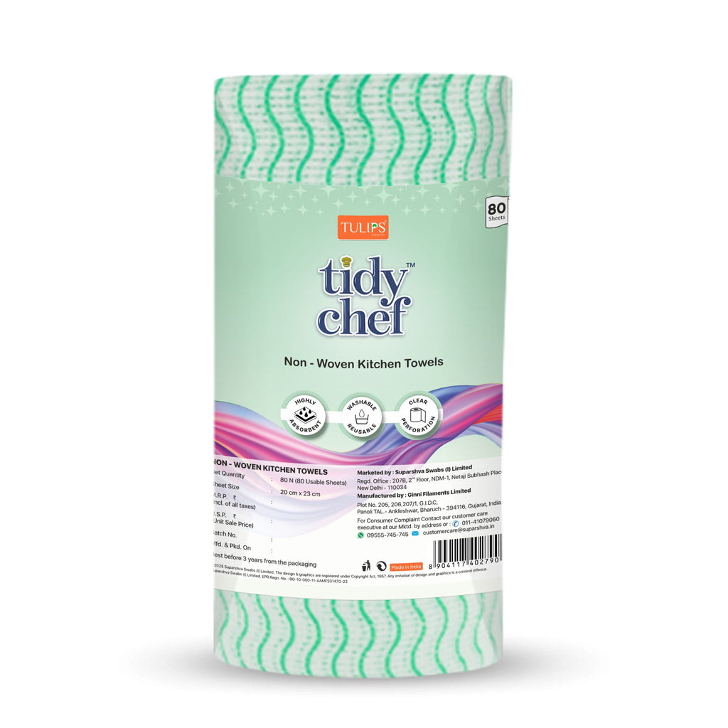 Tidy Chef Non- Woven Kitchen Towels/Roll (80 Pulls, 2 ply)
