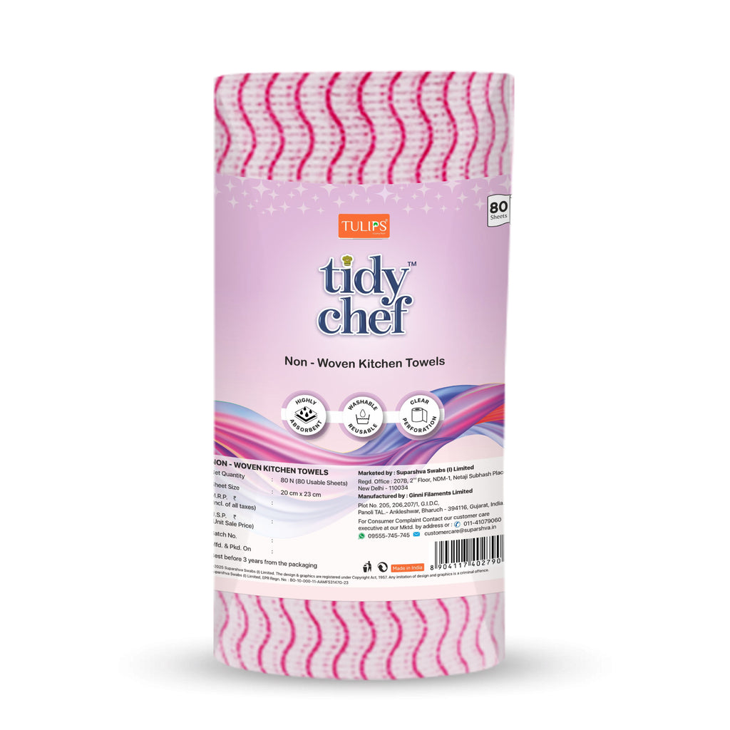 Tidy Chef Non- Woven Kitchen Towels/Roll (80 Pulls, 2 ply)