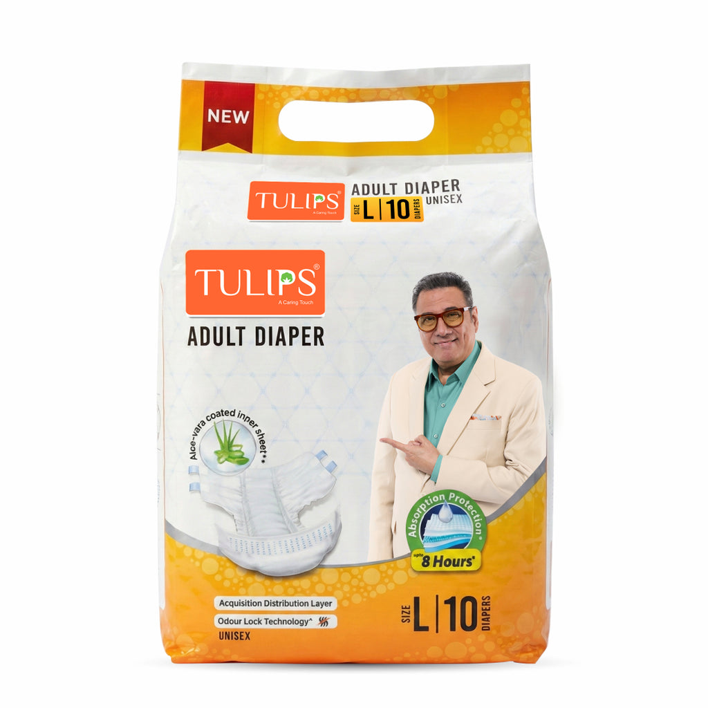 TULIPS Adult Diaper Tape Style - Protection from Urinary Incontinence (Large)