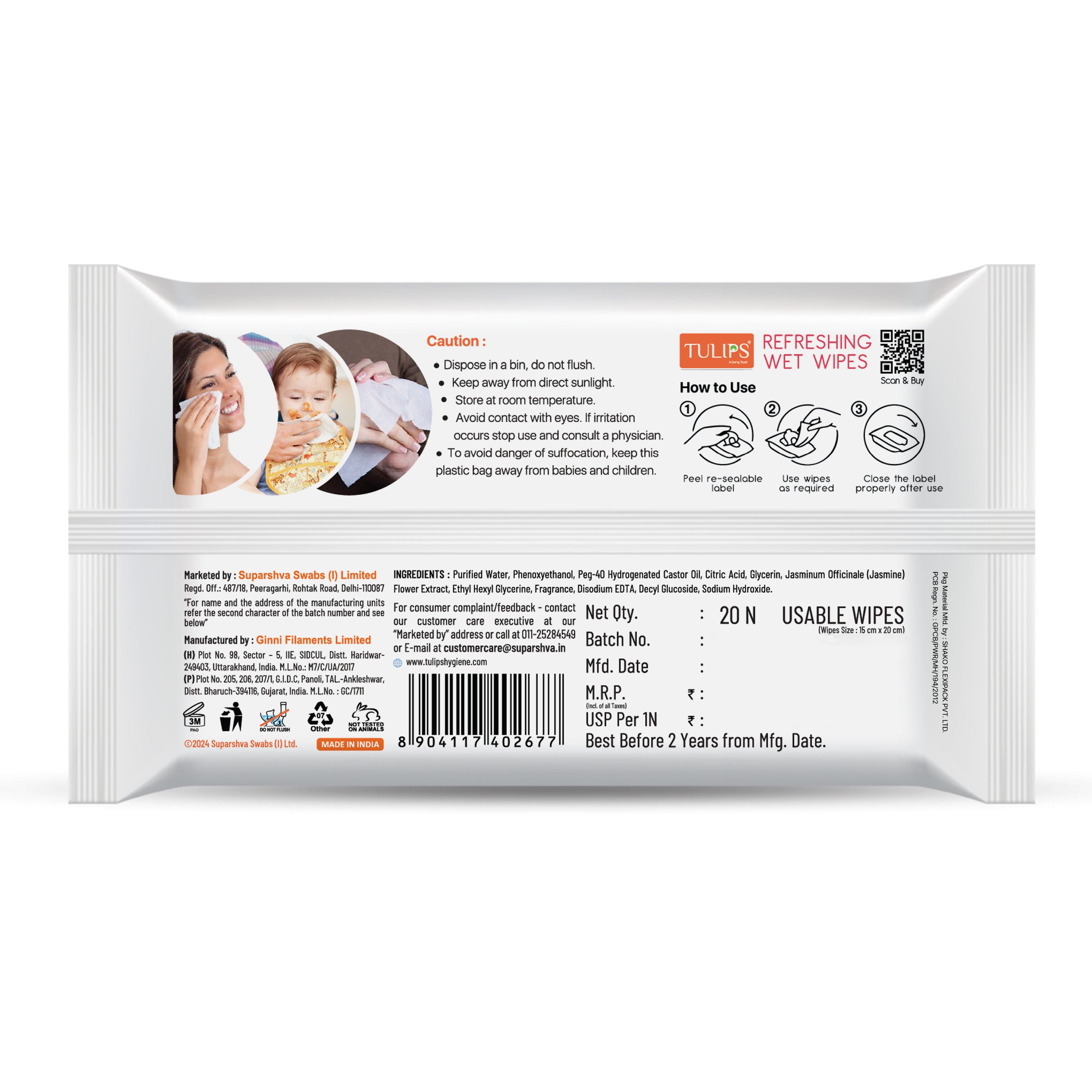 Tulips Refreshing Wet Wipes Promised Meadows (20 N)