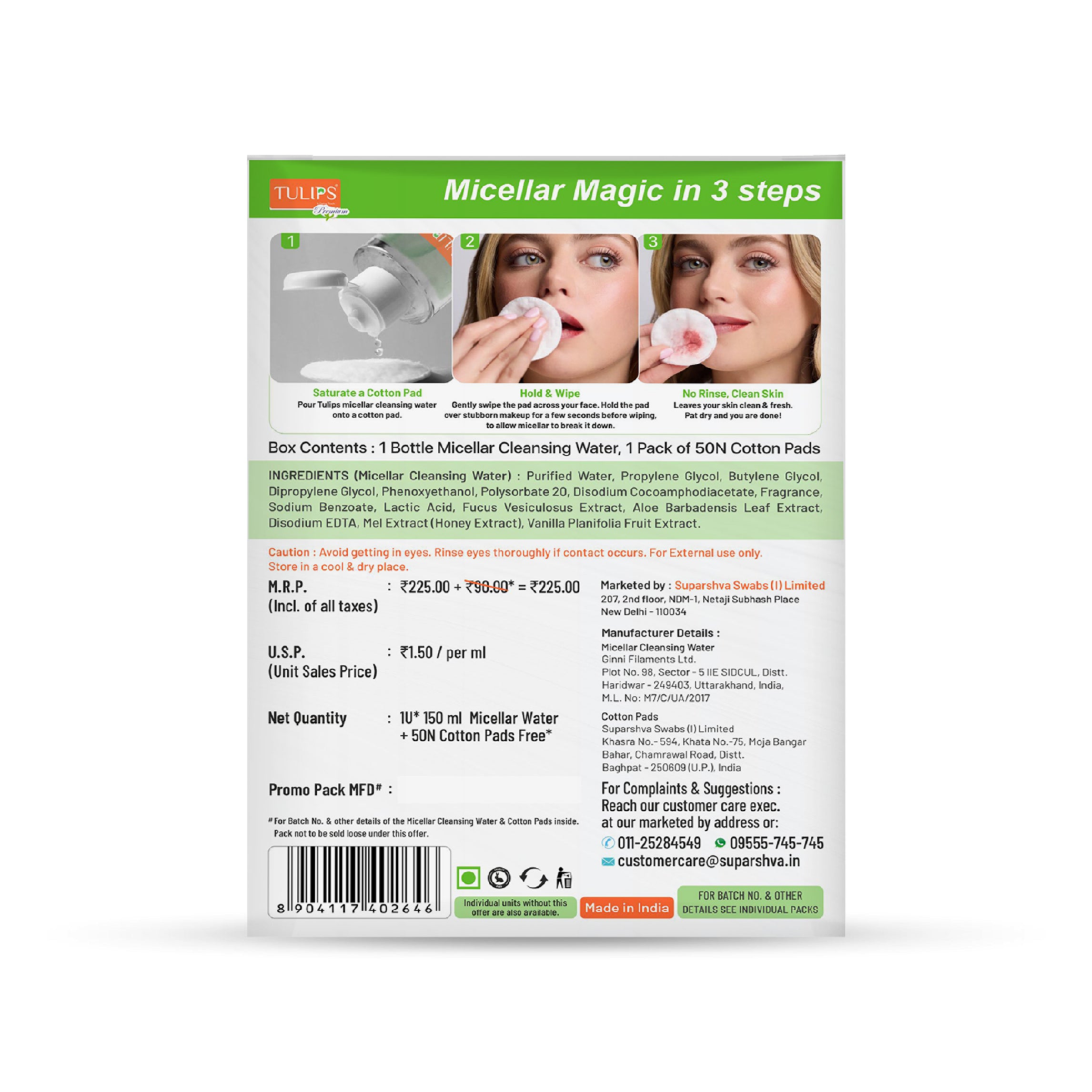 Tulips Makeup Remover Kit - Tulips Micellar Water 150ml