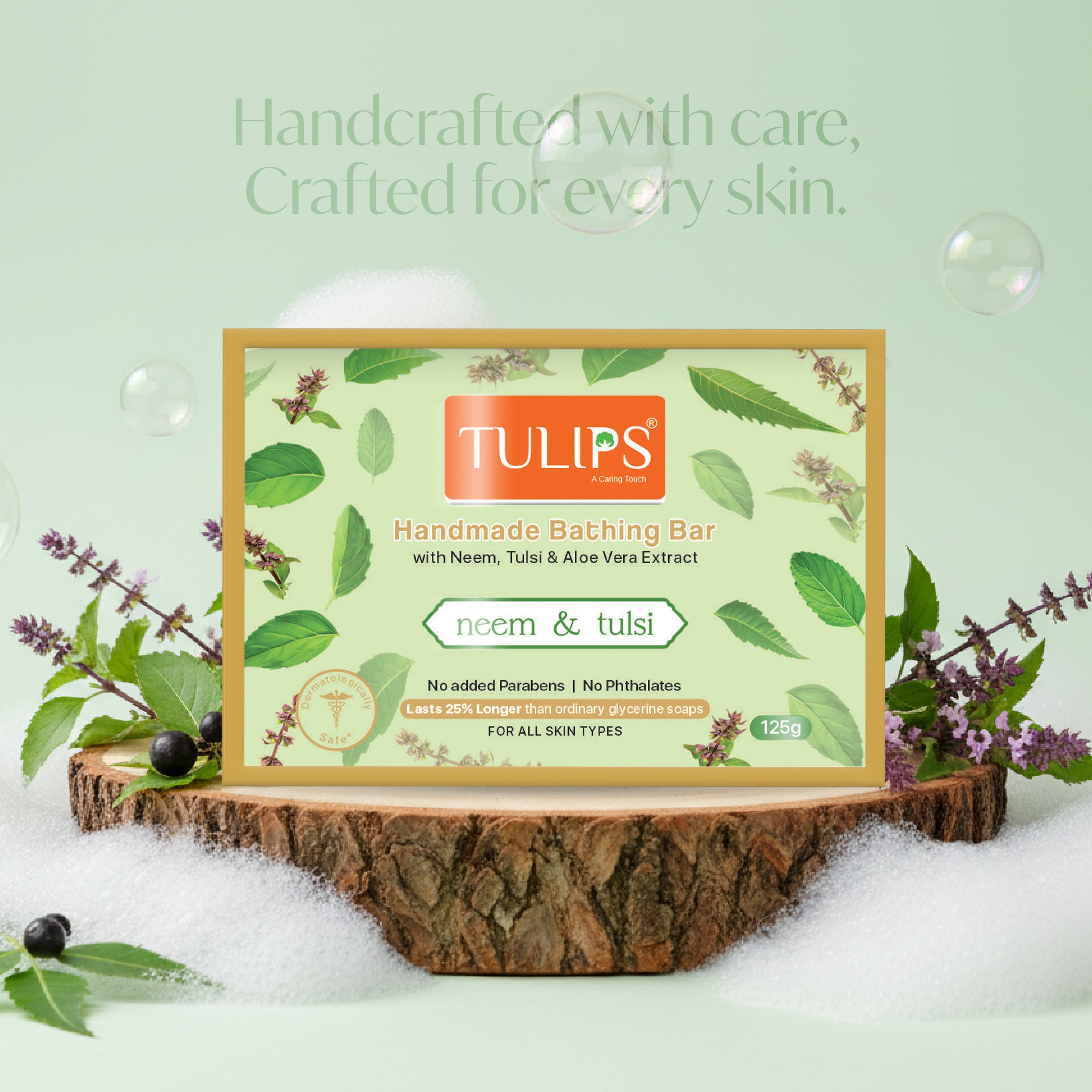 Handmade Bathing Bar - Neem & Tulsi (125 G)