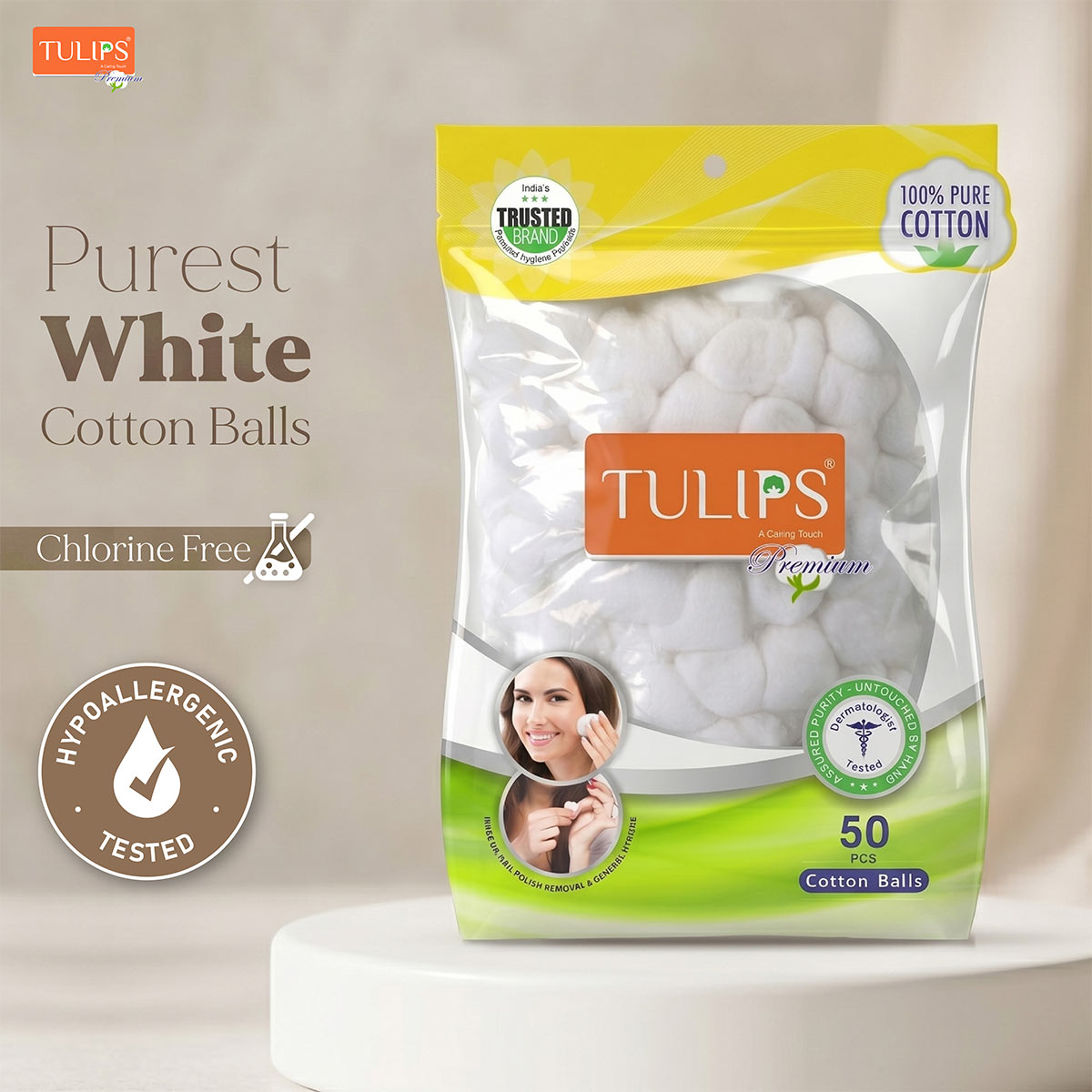 Premium White Cotton Balls (50 pcs in a Ziplock Bag) - Hypoallergenic