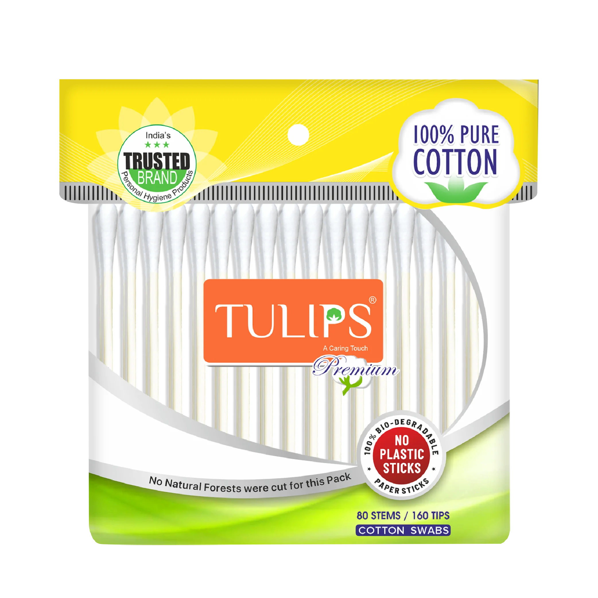 Premium Eco Friendly Cotton Ear Buds/ Swabs (80 Sticks in a Ziplock Bag)