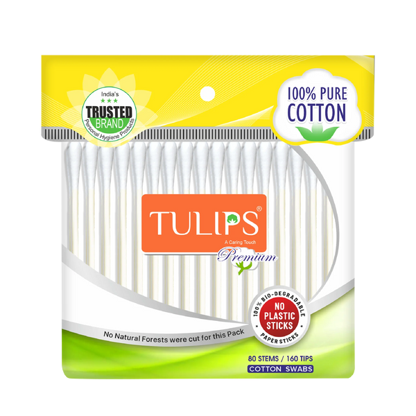 Premium Eco Friendly Cotton Ear Buds/ Swabs (80 Sticks in a Ziplock Bag)