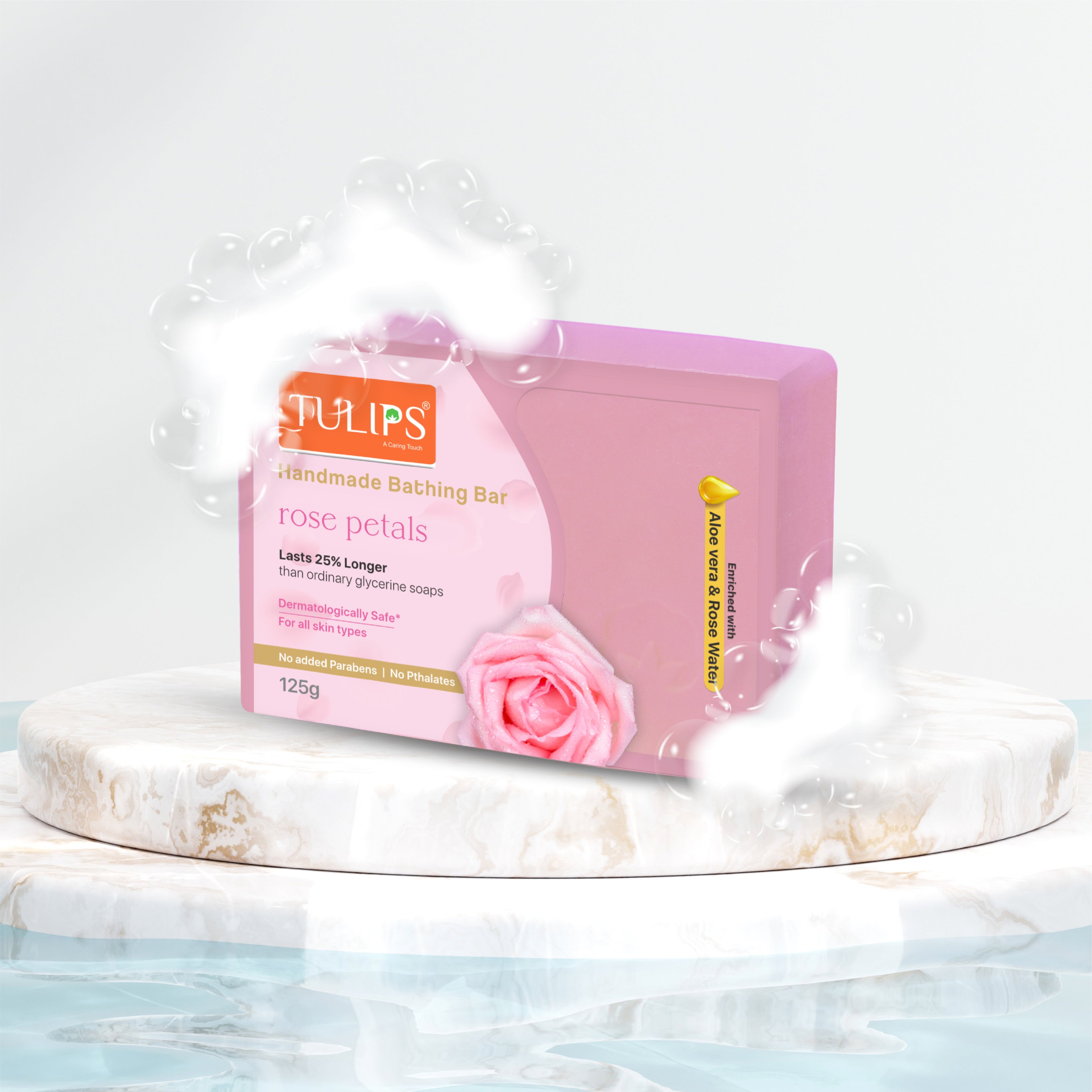 Handmade Bathing Bar - Rose Petal (125g)