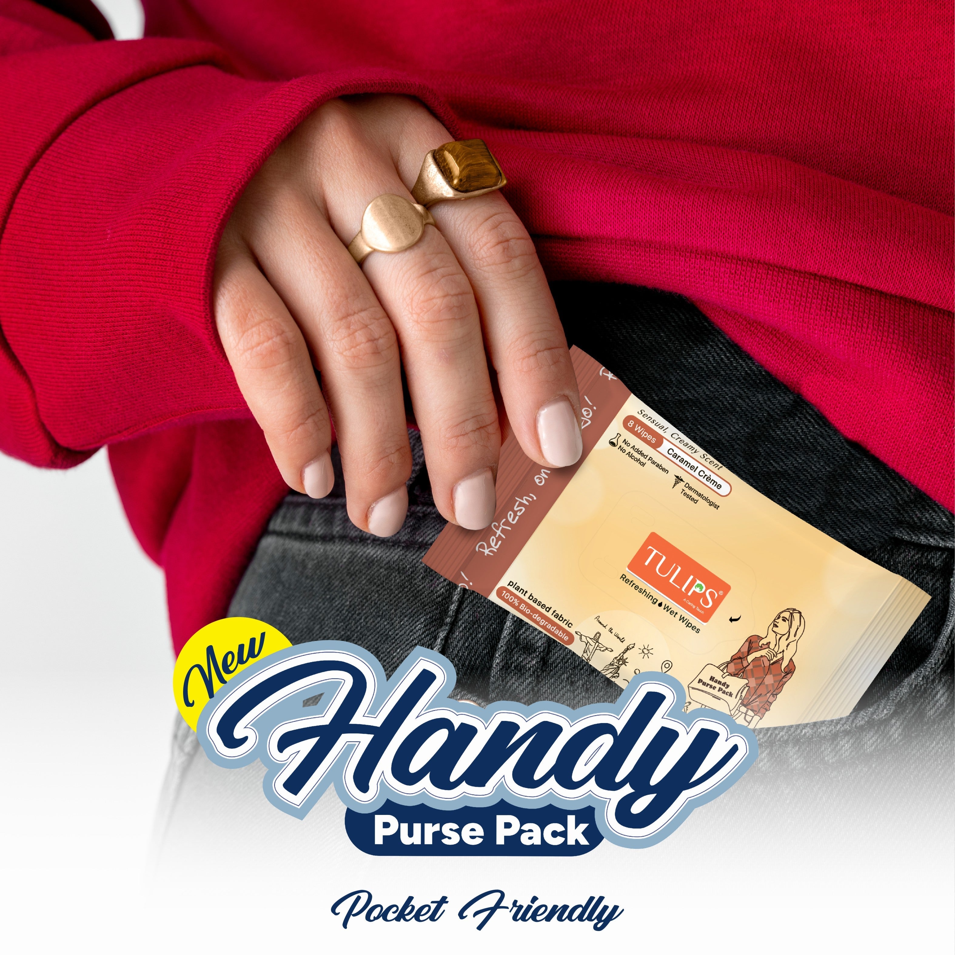 Refreshing Wet Wipes, Caramel Creme (8 Wipes in a pack)