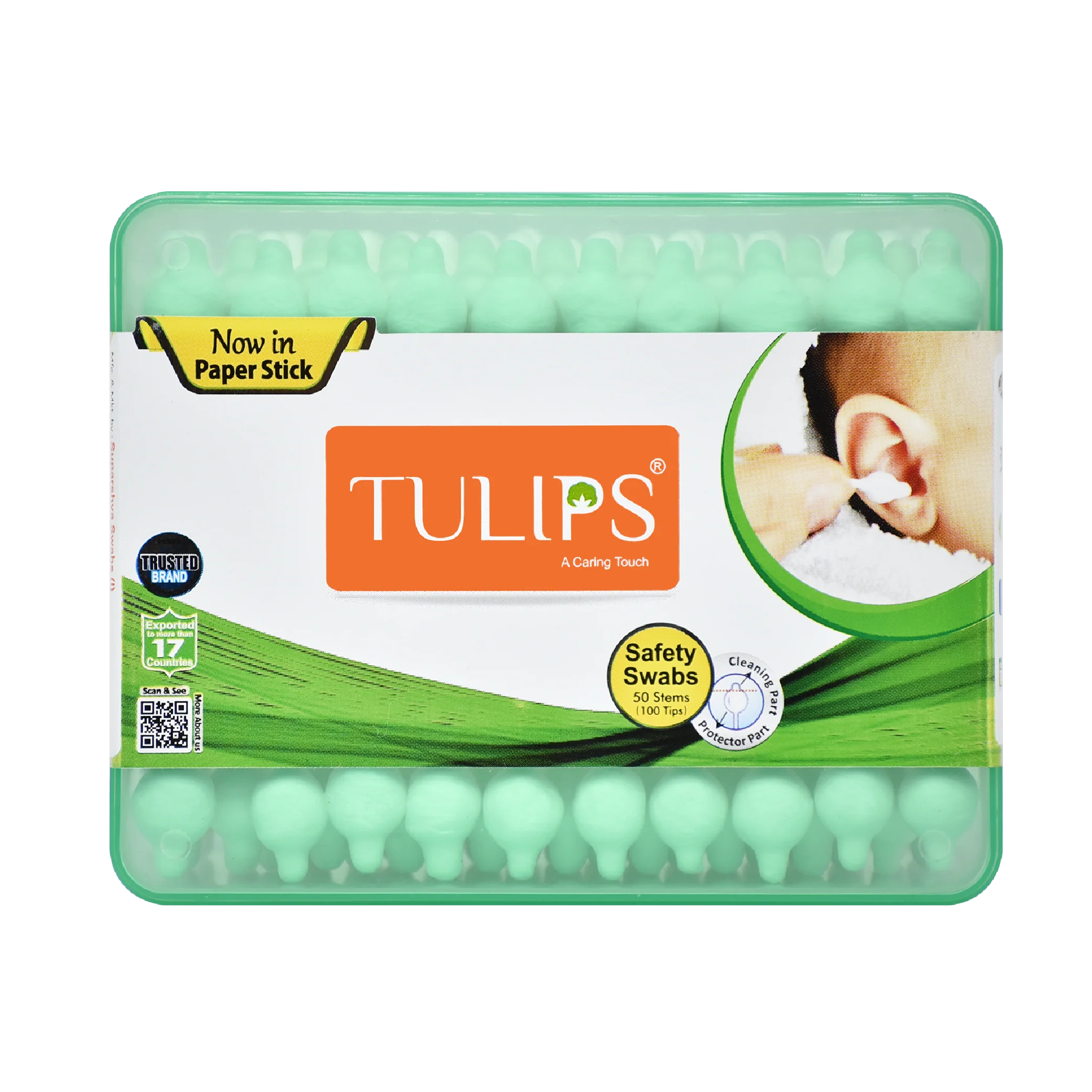 Eco Friendly Cotton Ear Buds- Cotton Swabs (50 Sticks in a Box)